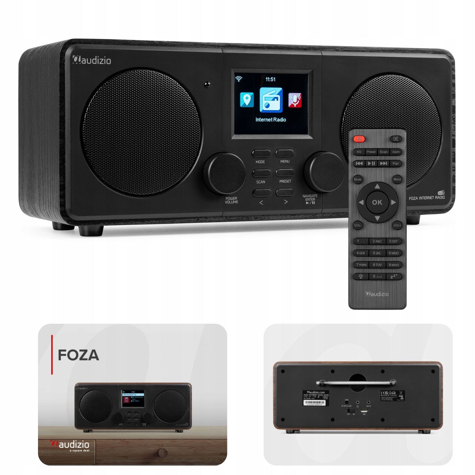 Radio Audizio Foza DAB+ FM Internet BT USB WiFi Stereo black
