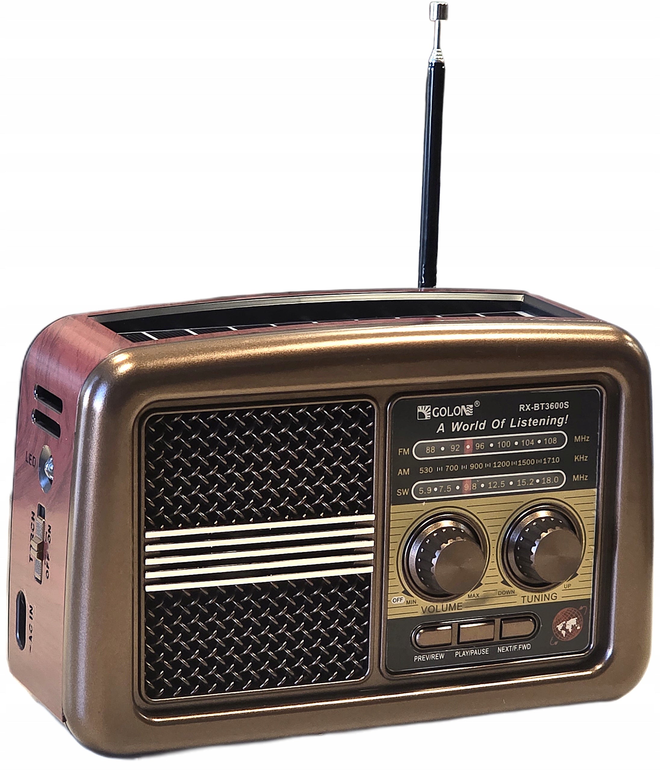 Radio Aurora RetroAudio RX-BT3600S FM Network-Battery SOLAR FLASHLIGHT Manufacturer code BP.4001