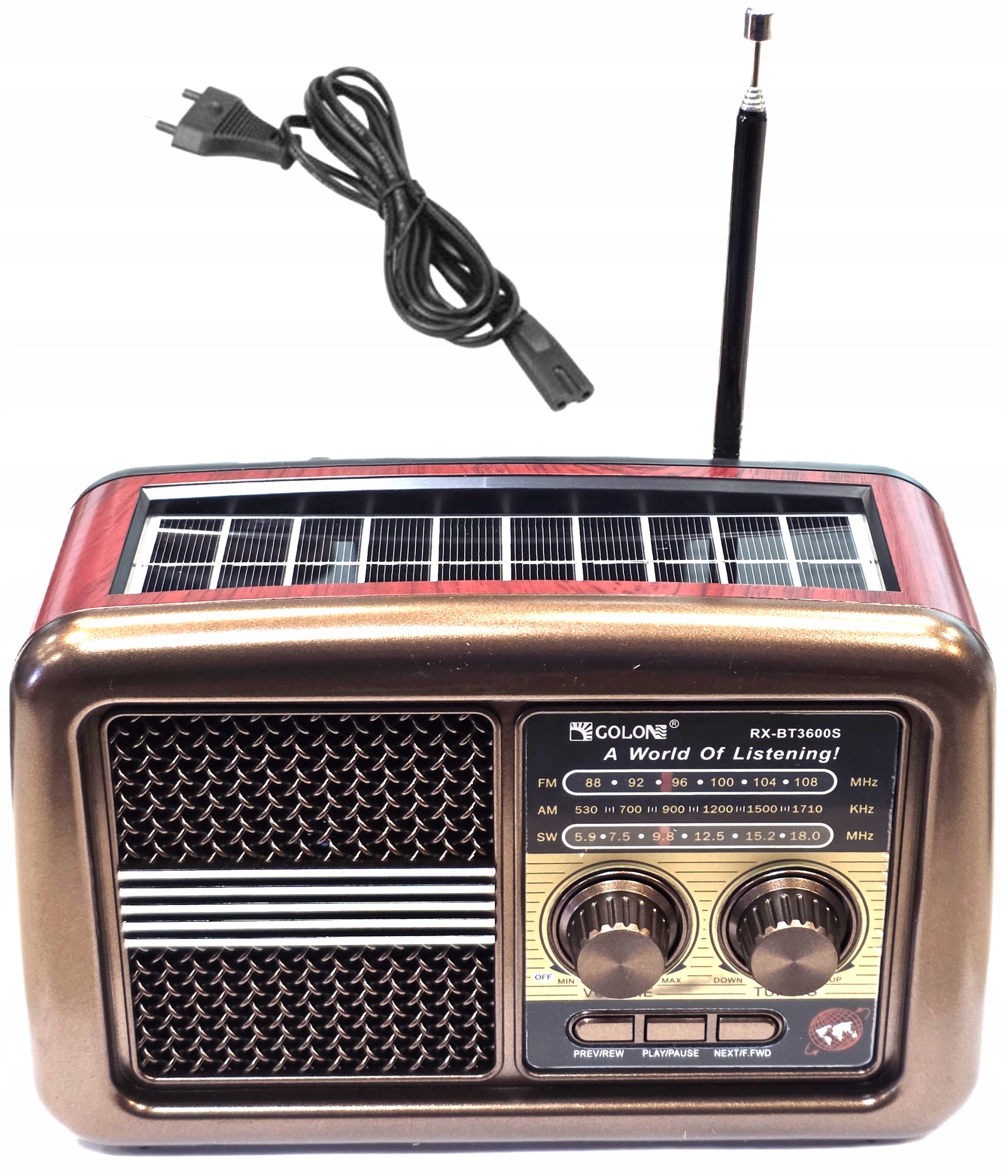 Radio Aurora RetroAudio RX-BT3600S FM Network-Battery SOLAR FLASHLIGHT