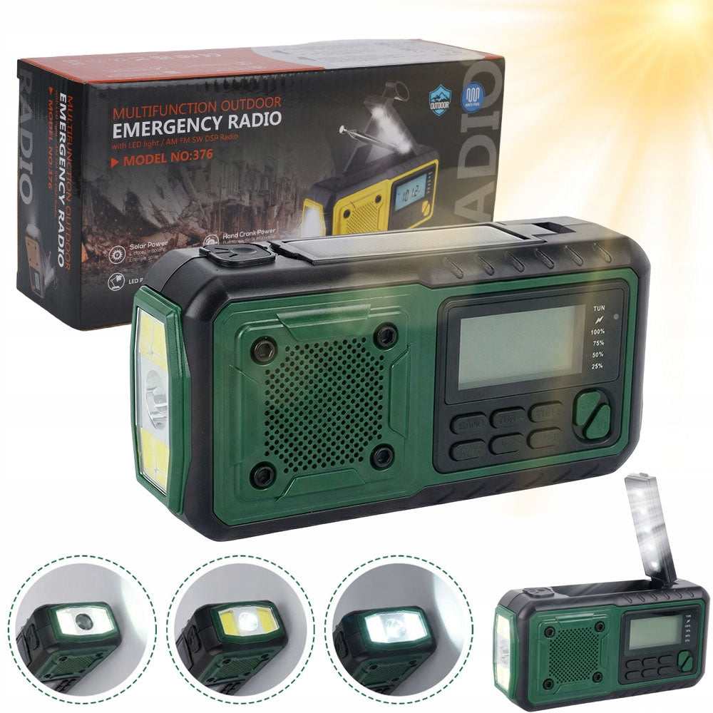 Radio Crank Portable Solar Dynamo Emergency Flashlight Powerbank 4000mah