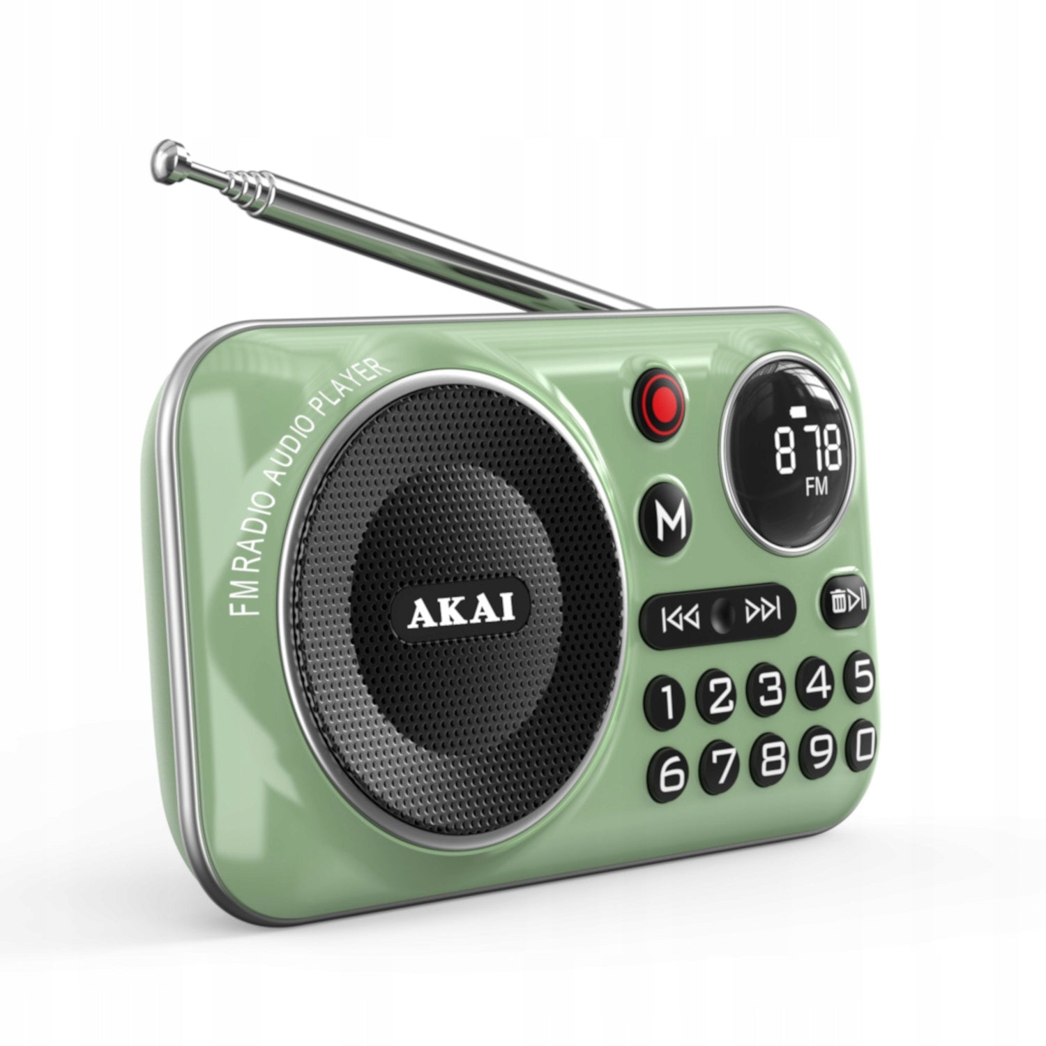 Radio Portable Digital AKAI Green Station Memory Screen FM Display Brand Akai