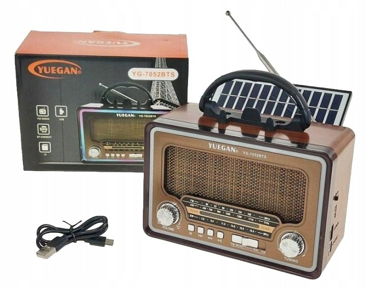 Radio Retro Bluetooth FM USB SD Solar – Speaker with Light