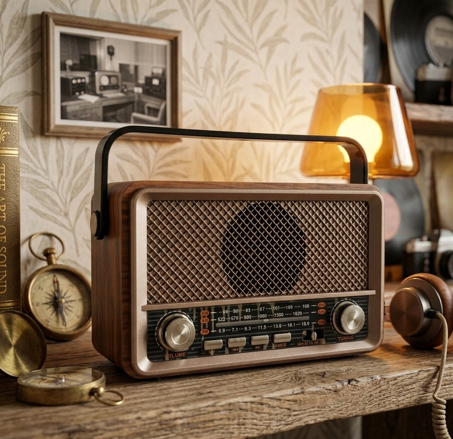Radio Retro Bluetooth Speaker USB SD MP3 Wooden Vintage USB-C Charging Manufacturer code 5905408340091