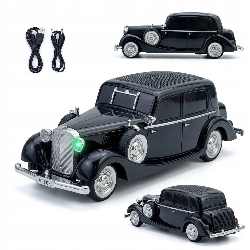 Radio Speaker Auto Sedan Capone Retro Black Bluetooth AUX Speaker