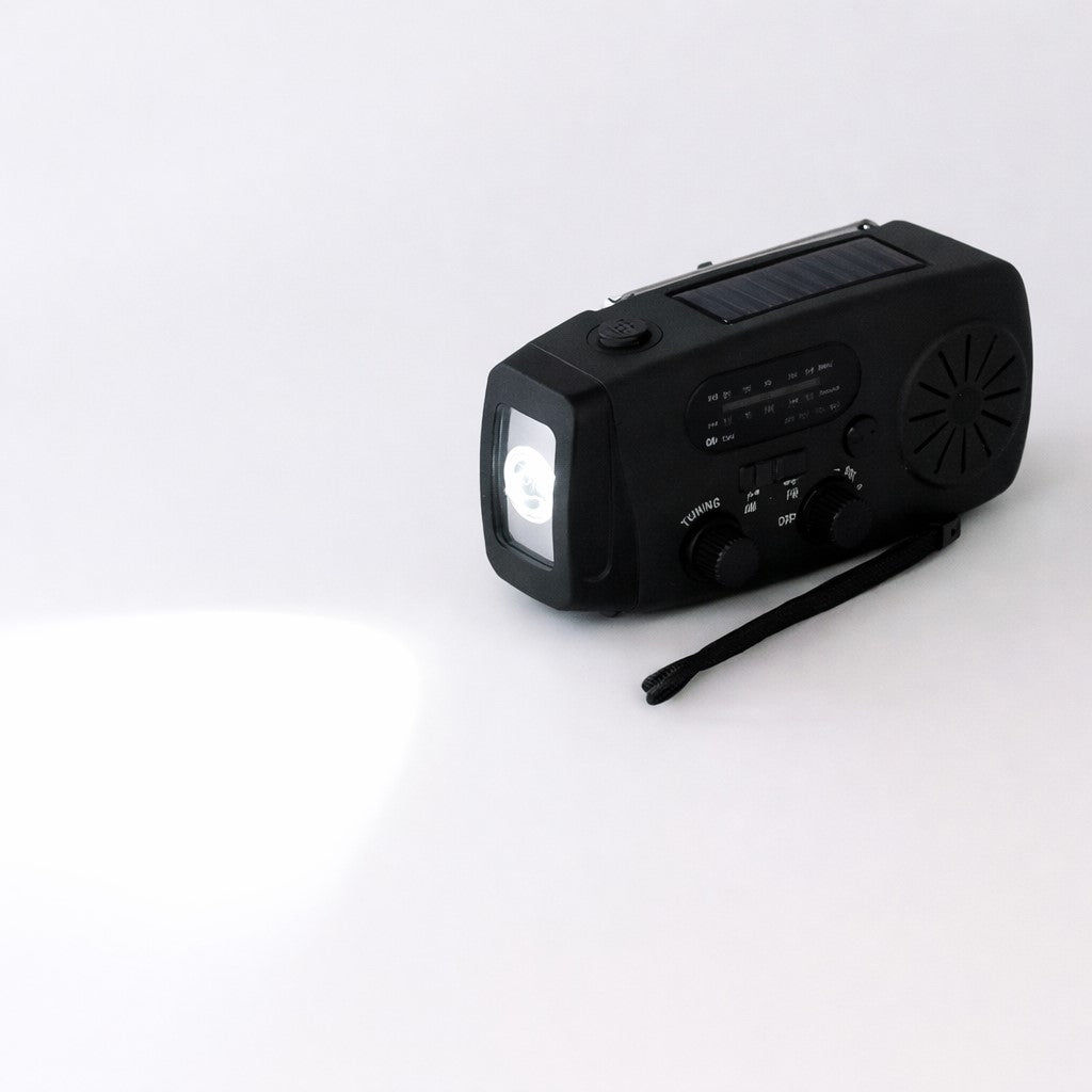 Radio for crank + powerbank 2000mAh + portable solar emergency flashlight Packaging status original