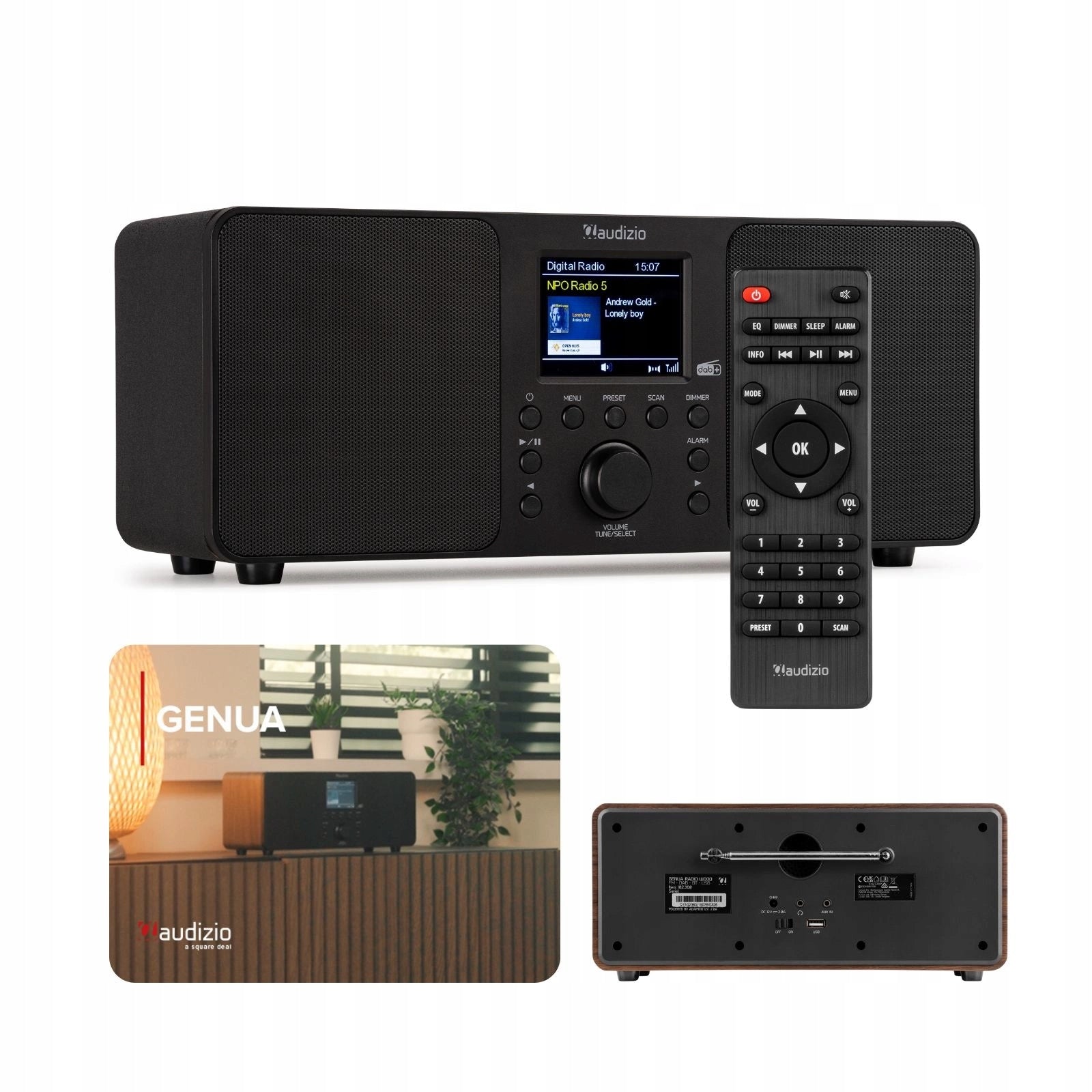 Radio for living room kitchen DAB+ FM tuner bluetooth USB black Audizio