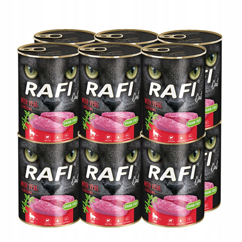 Rafi Cat Adult Wet Cat Food with Veal 400 g x 12