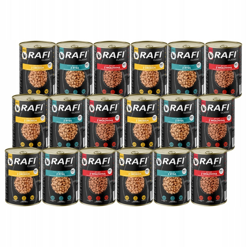 Rafi Classic Wet Cat Food Pieces in Sauce Mix Set 18 x 415 g