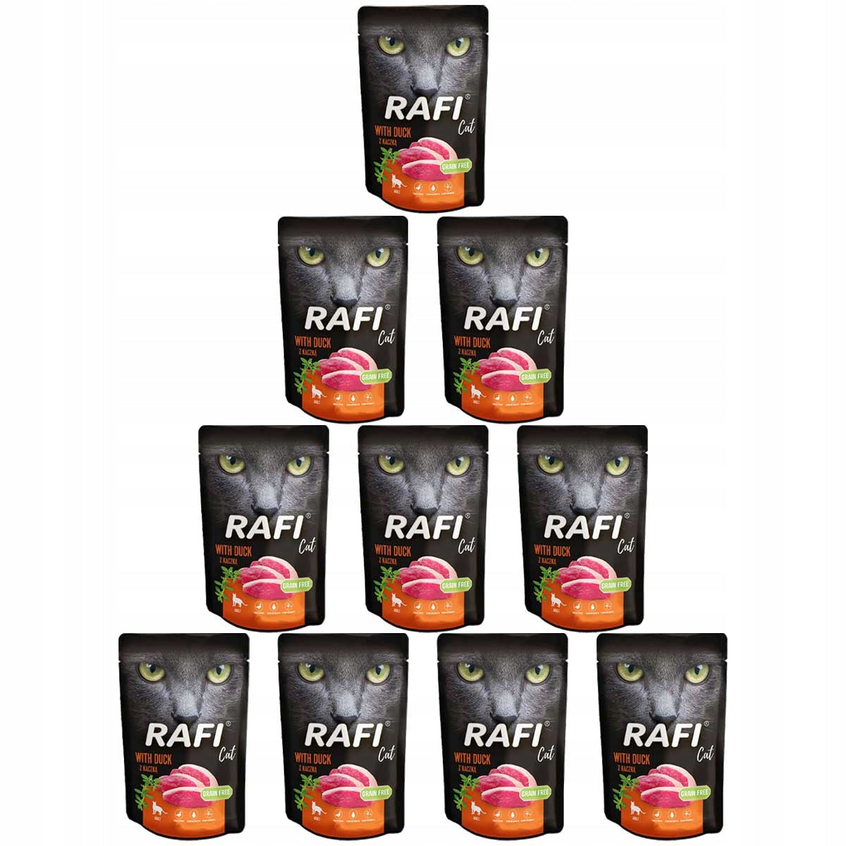Rafi Wet Cat Food Rafi Cat Adult with Duck 100 g x 10 Brand Rafi