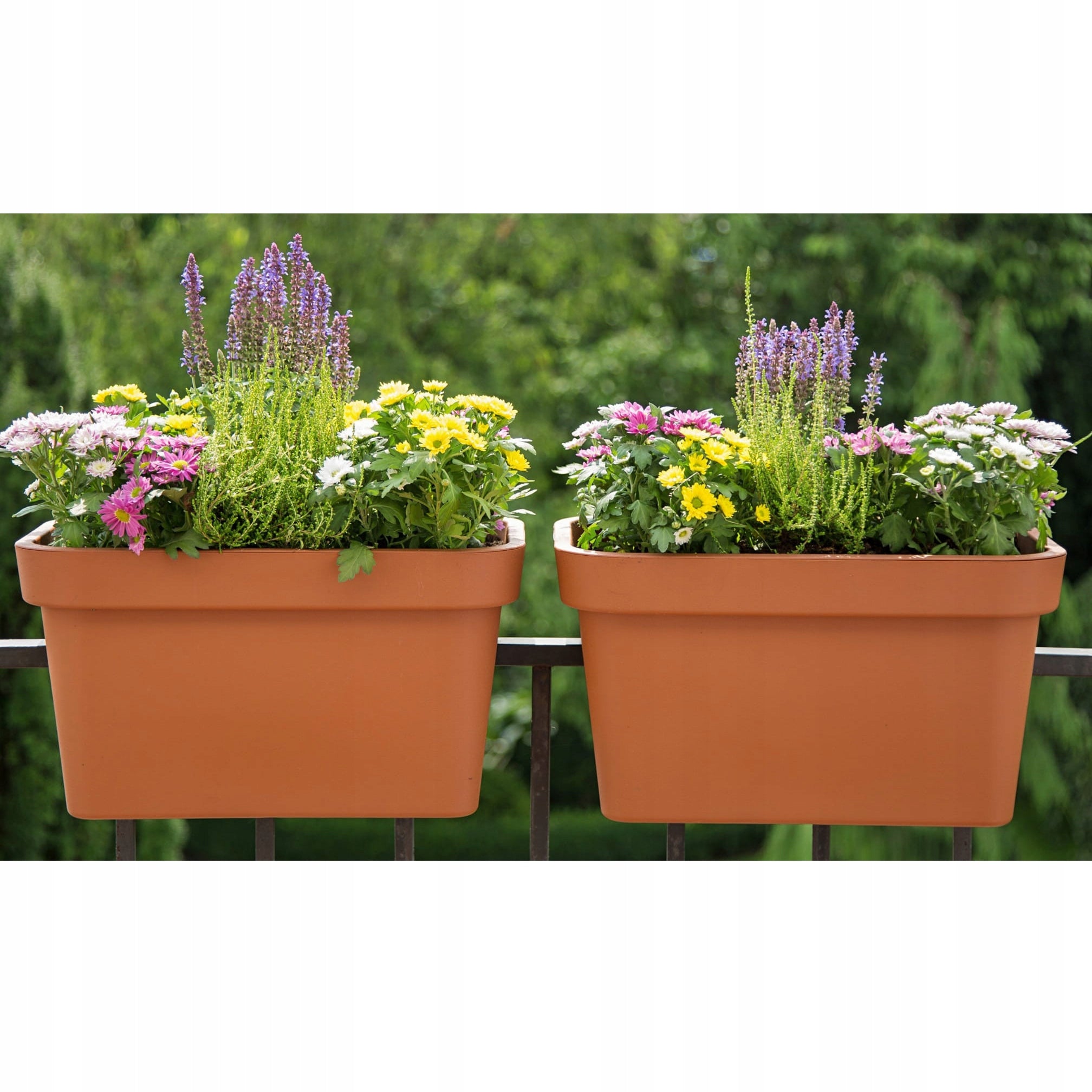 Railing flower pot Lobelia 29x29x24cm Balcony box Brick Color beige