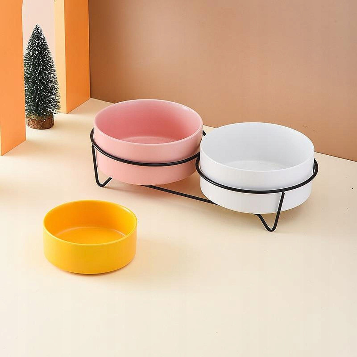 Raised Bowls Stand Pet Food Feeder Supply Cervical Spine Protection Rack XS Packaging status original