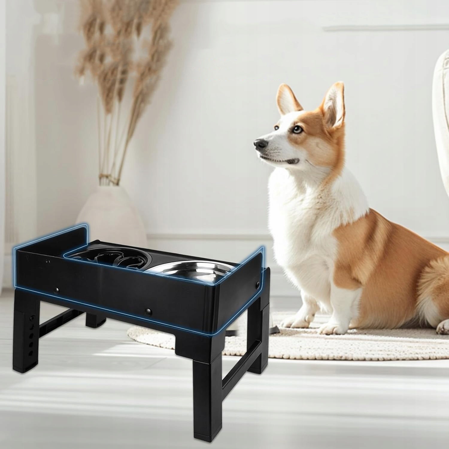 Raised Dog Bowl with Stand, Adjustable Elevated Dog Bowl Brand no brand