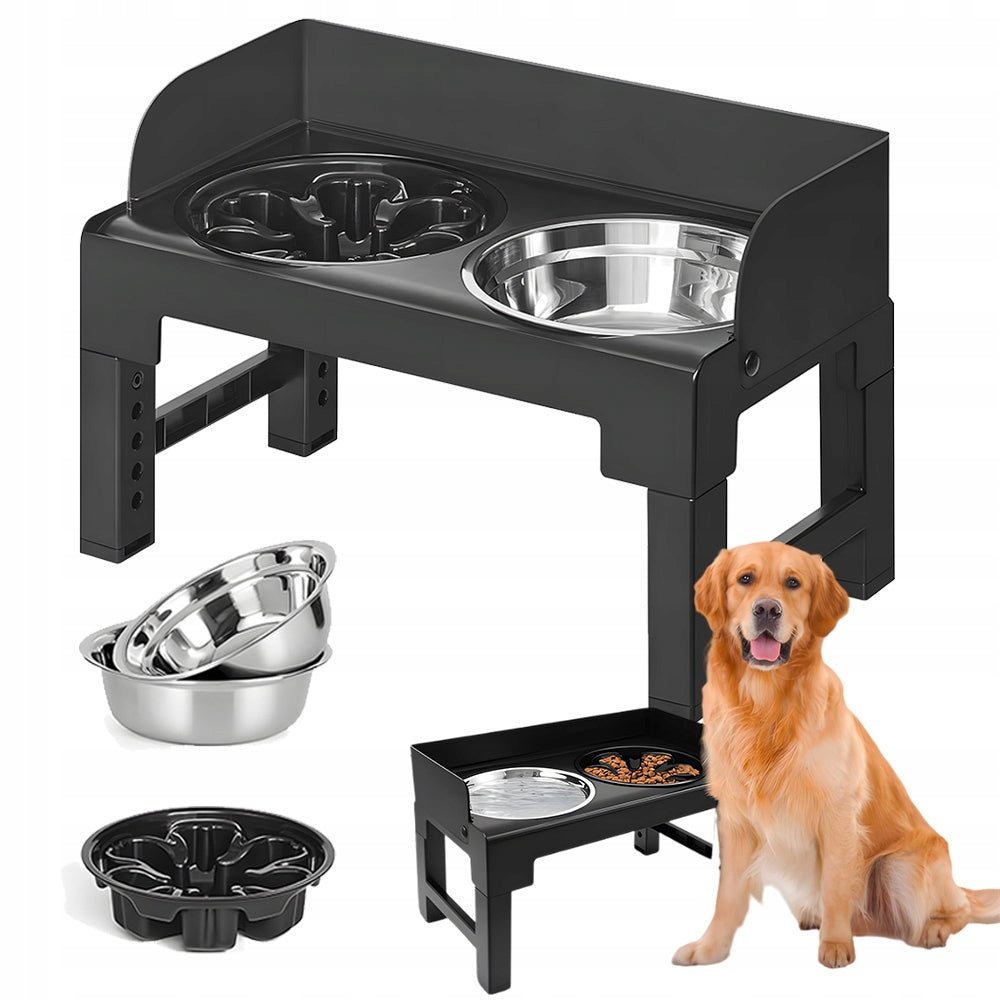 Raised Dog Bowl with Stand, Adjustable Elevated Dog Bowl