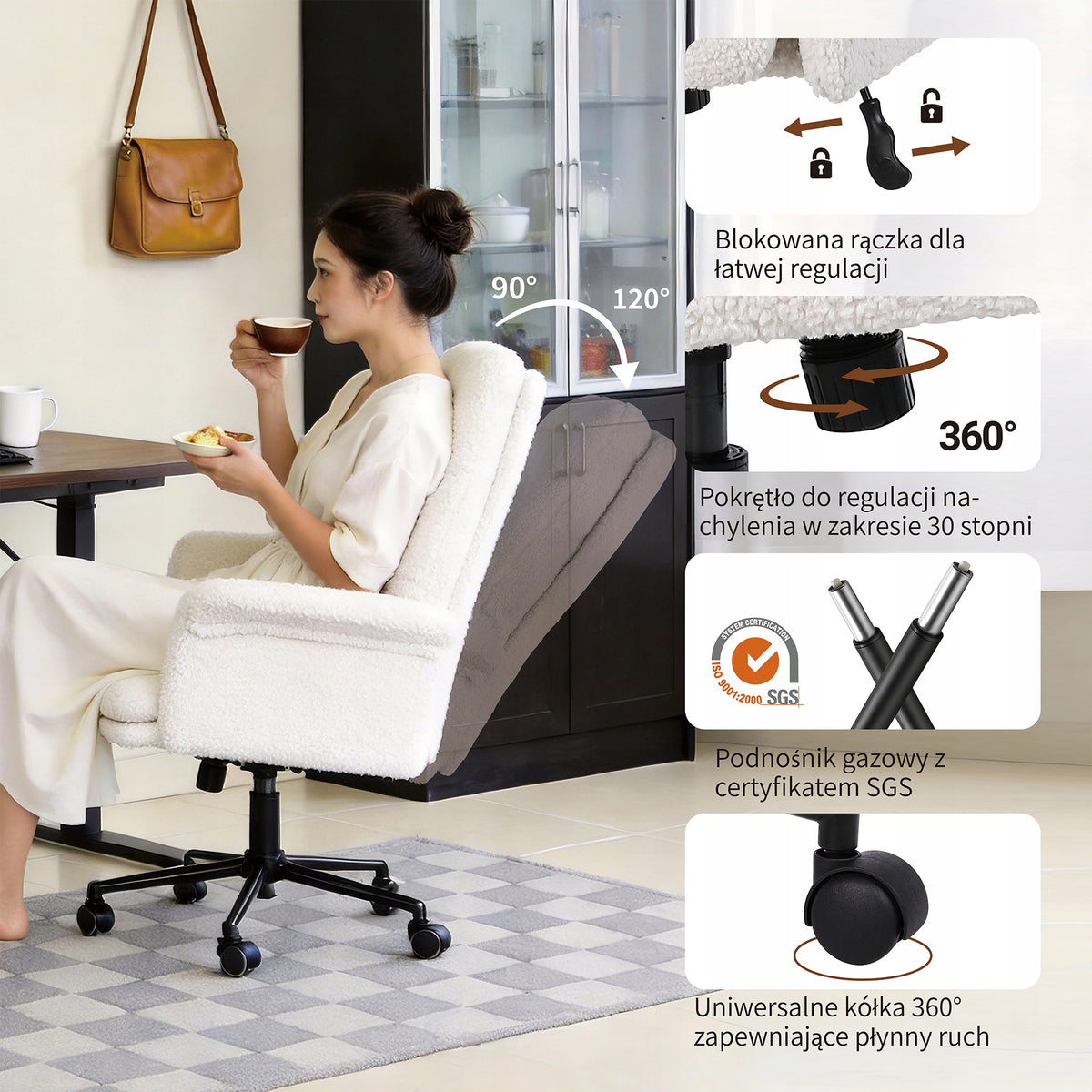 Ralex-chair Fotel Biurowy Beżowy Teddy Ergonomiczny Regulowany Obrotowy Manufacturer code 7228CE