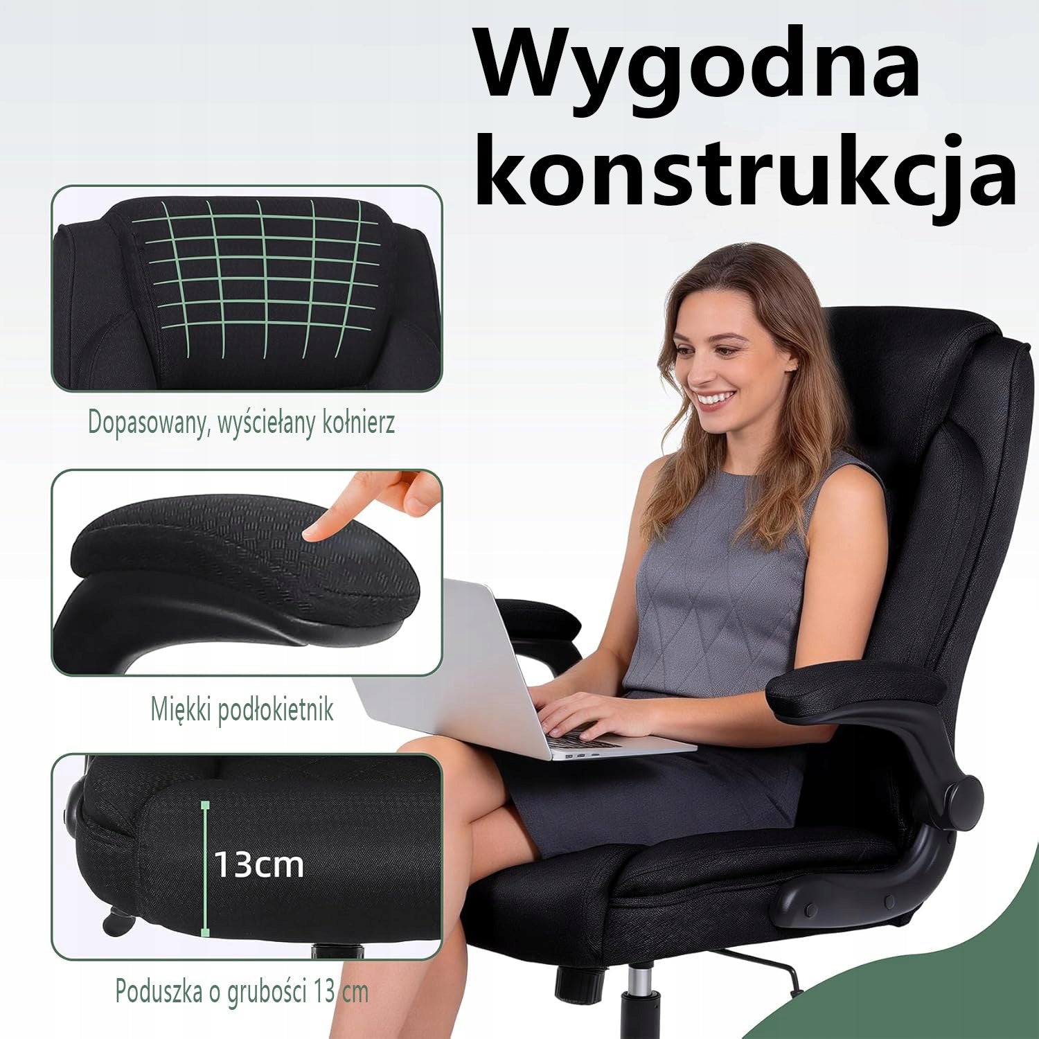 Ralex-chair Fotel Biurowy Ergonomiczny 200KG Obrotowy Materiałowy Czarny Manufacturer code 7022BK