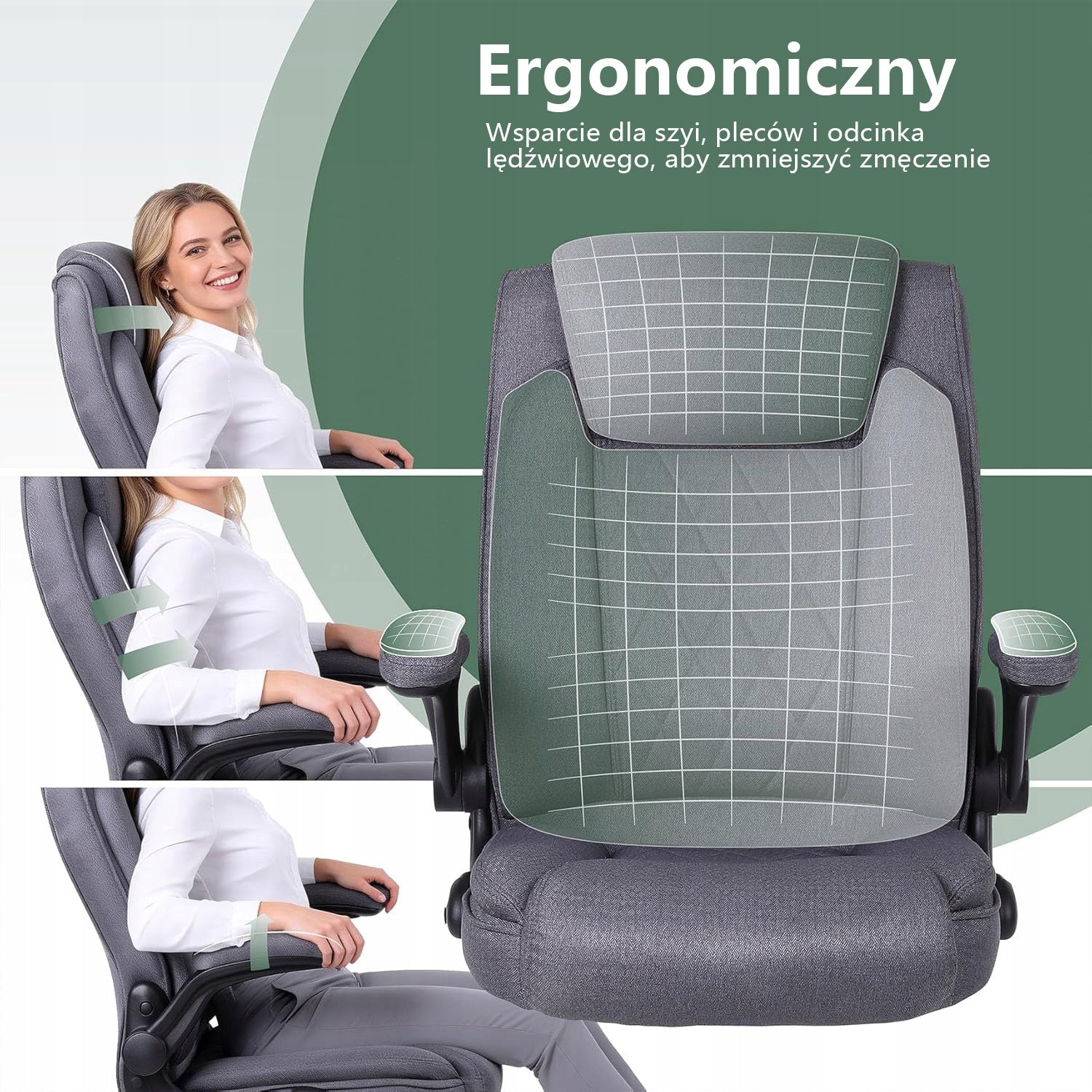Ralex-chair Fotel Biurowy Ergonomiczny 200KG Obrotowy Materiałowy Szary Manufacturer code 7022DG