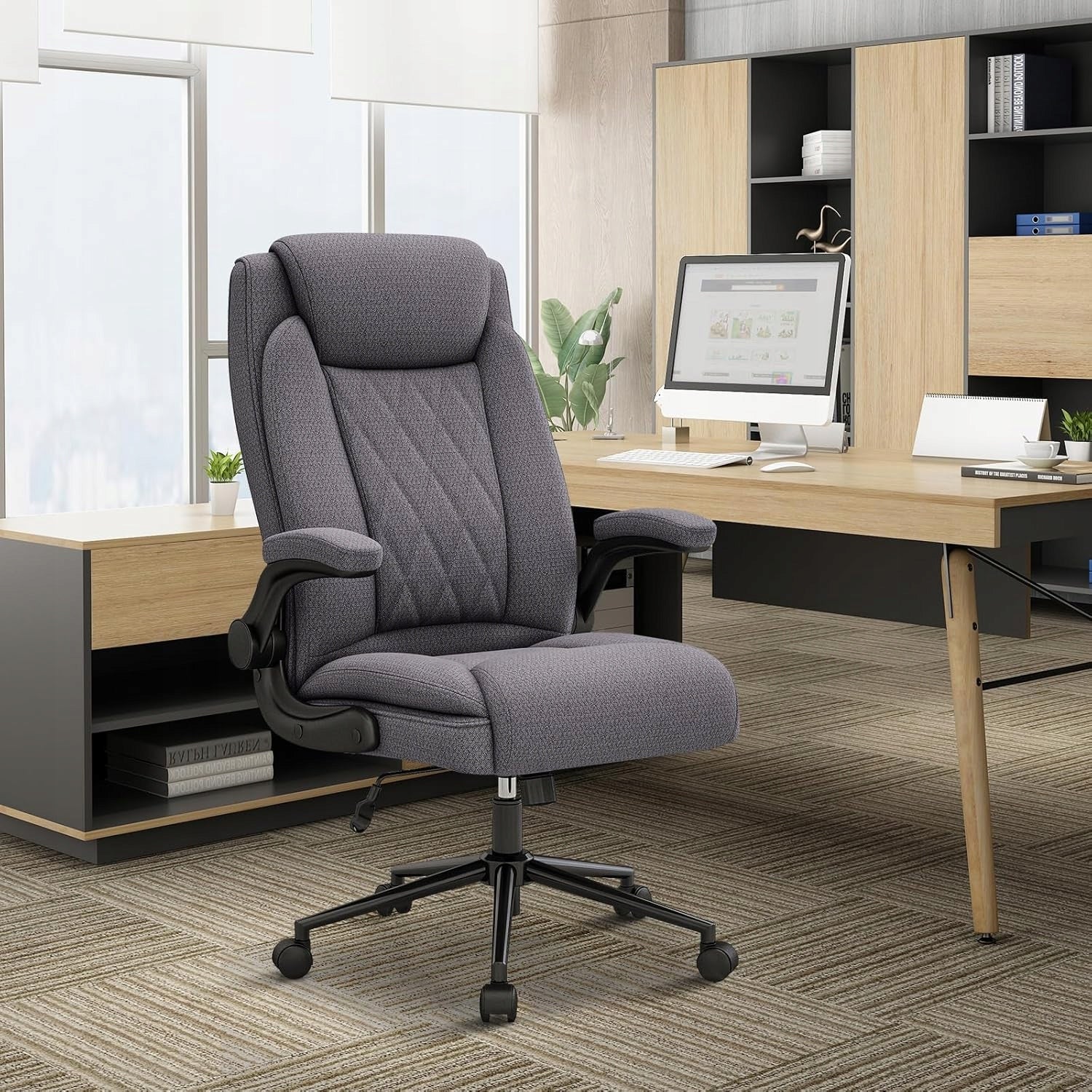 Ralex-chair Fotel Biurowy Ergonomiczny 200KG Obrotowy Materiałowy Szary