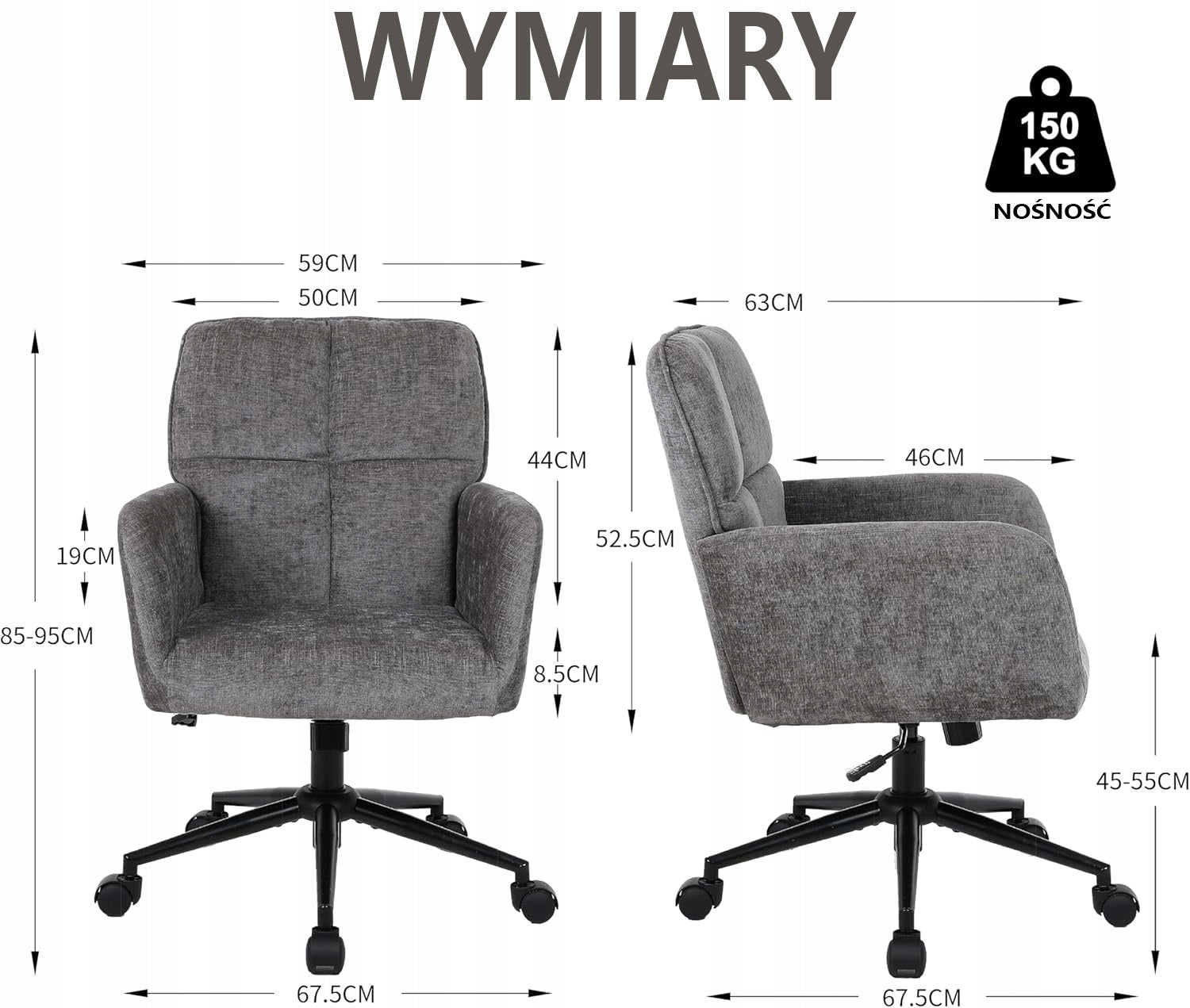 Ralex-chair Fotel Biurowy Obrotowy Regulowany Krzesło Biurowe Szare Manufacturer code 7033ADG