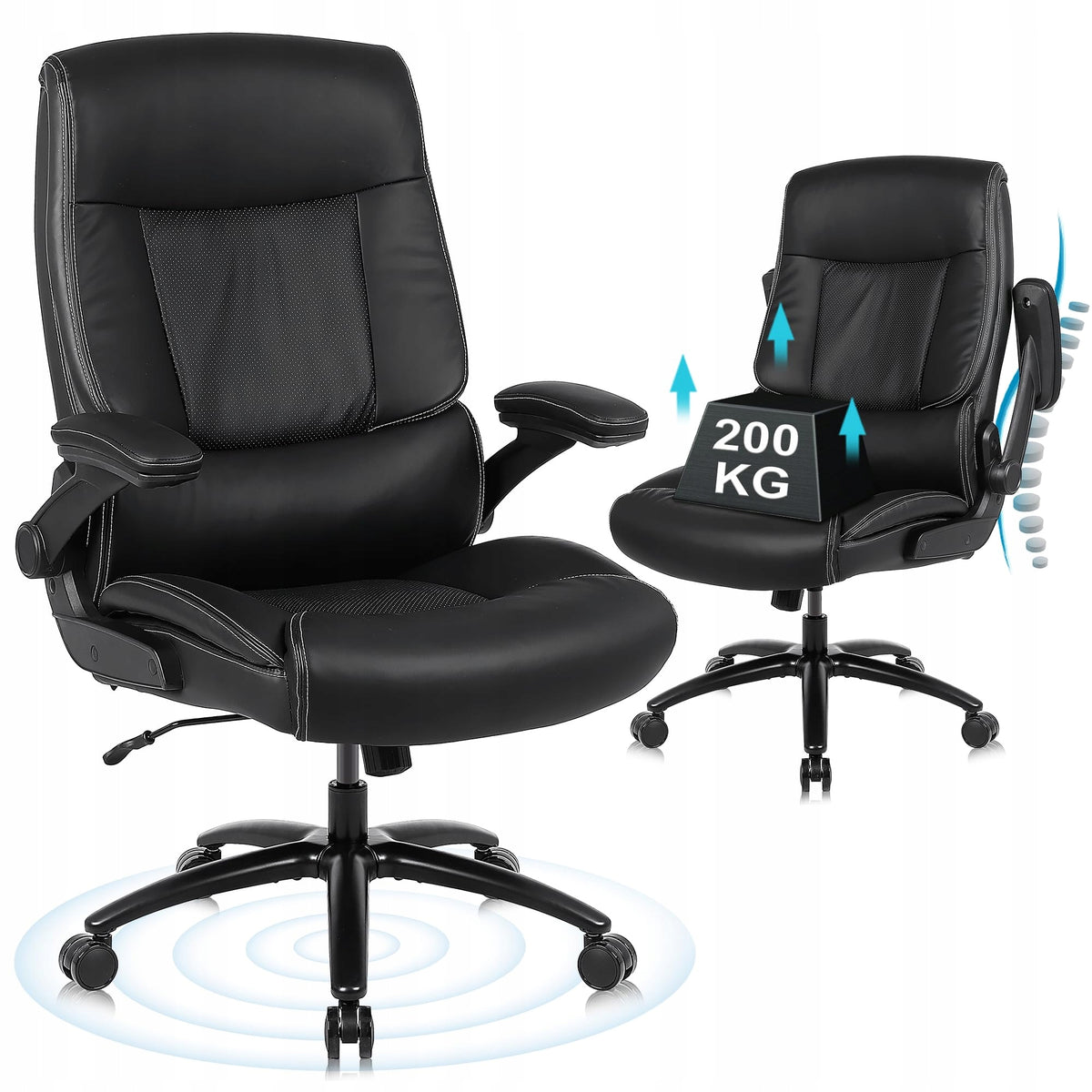 Ralex-chair Fotel biurowy dla kadry kierowniczej, ergonomiczny, PU, czarny