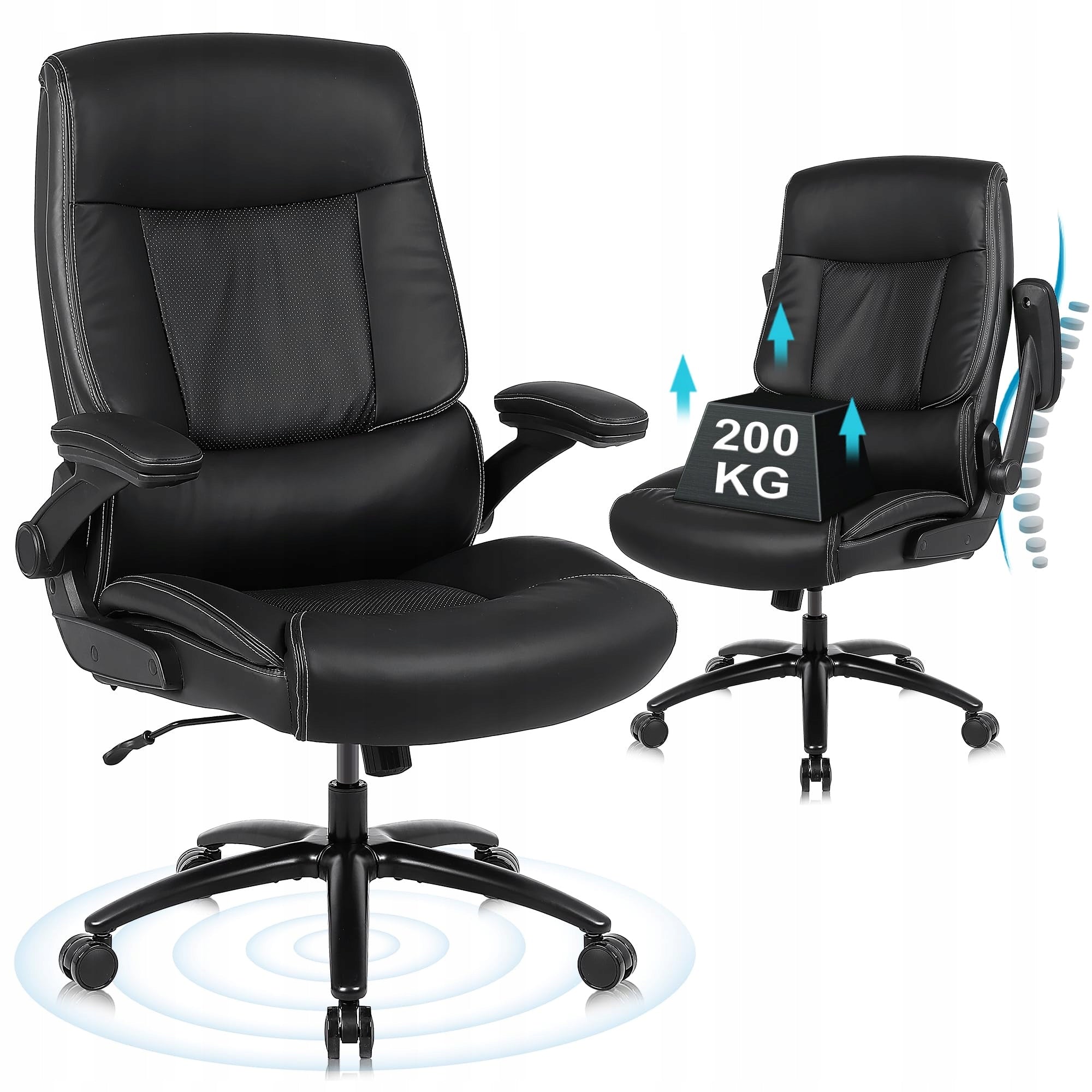 Ralex-chair Fotel biurowy dla kadry kierowniczej, ergonomiczny, PU, czarny