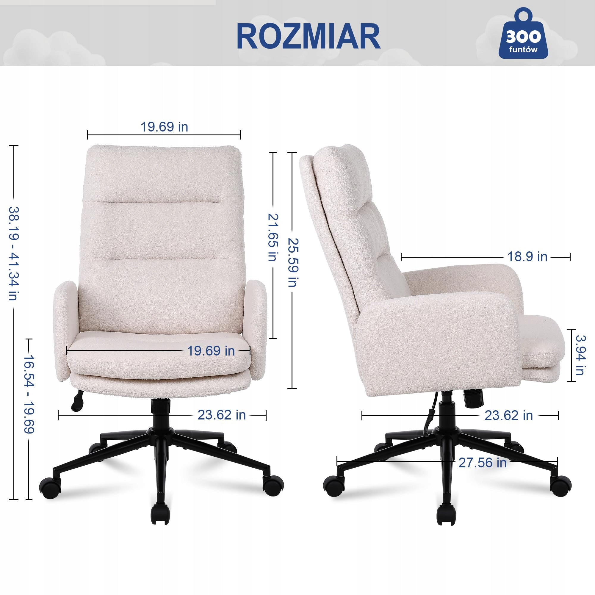 Ralex-chair Krzesło biurowe do domu, krzesło biurowe Teddy Fleece, beżowe Manufacturer code 7007HBE