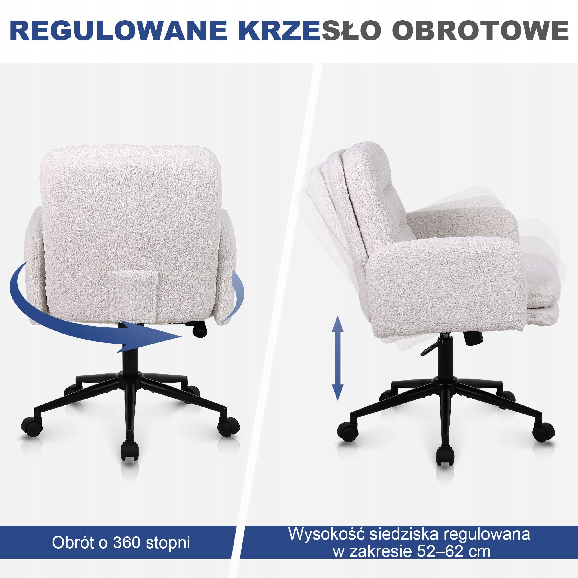 Ralex-chair Krzesło biurowe, krzesło biurowe z imitacji kaszmiru, Krem Packaging status original