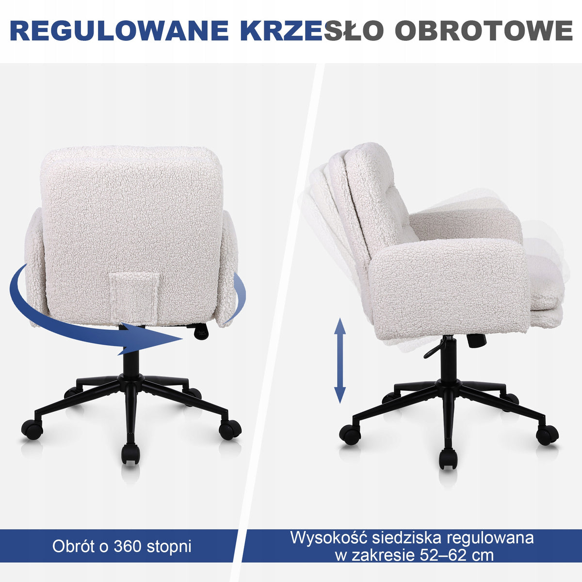 Ralex-chair Krzesło biurowe, krzesło biurowe z imitacji kaszmiru, Krem Packaging status original