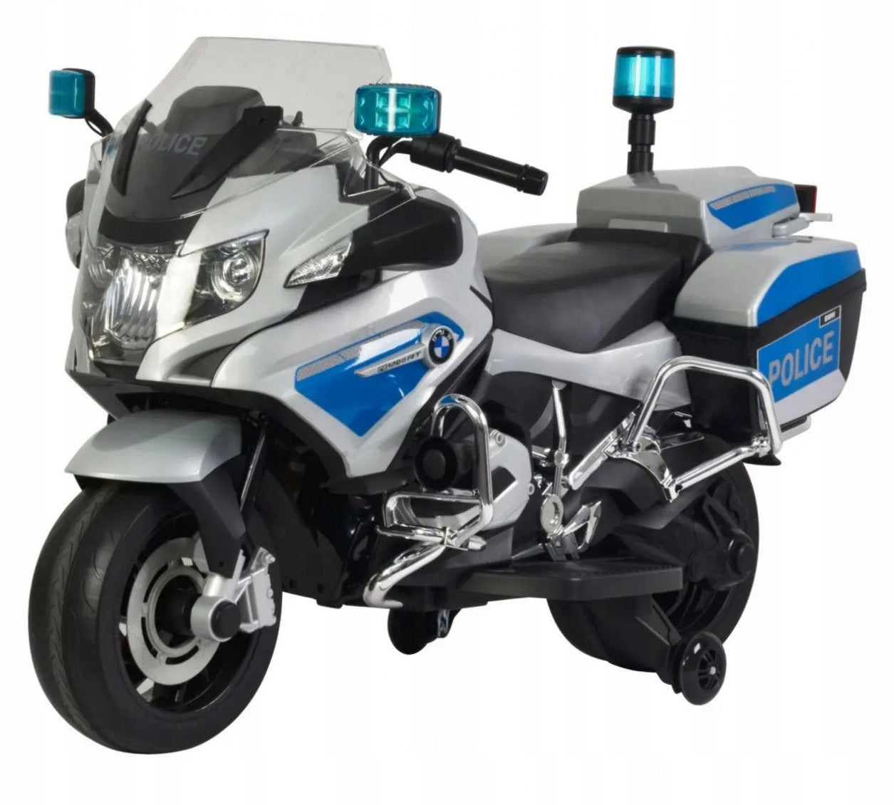 Ramiz BMW R1200RT Police Electric Motorcycle for Kids Auxiliary Wheels