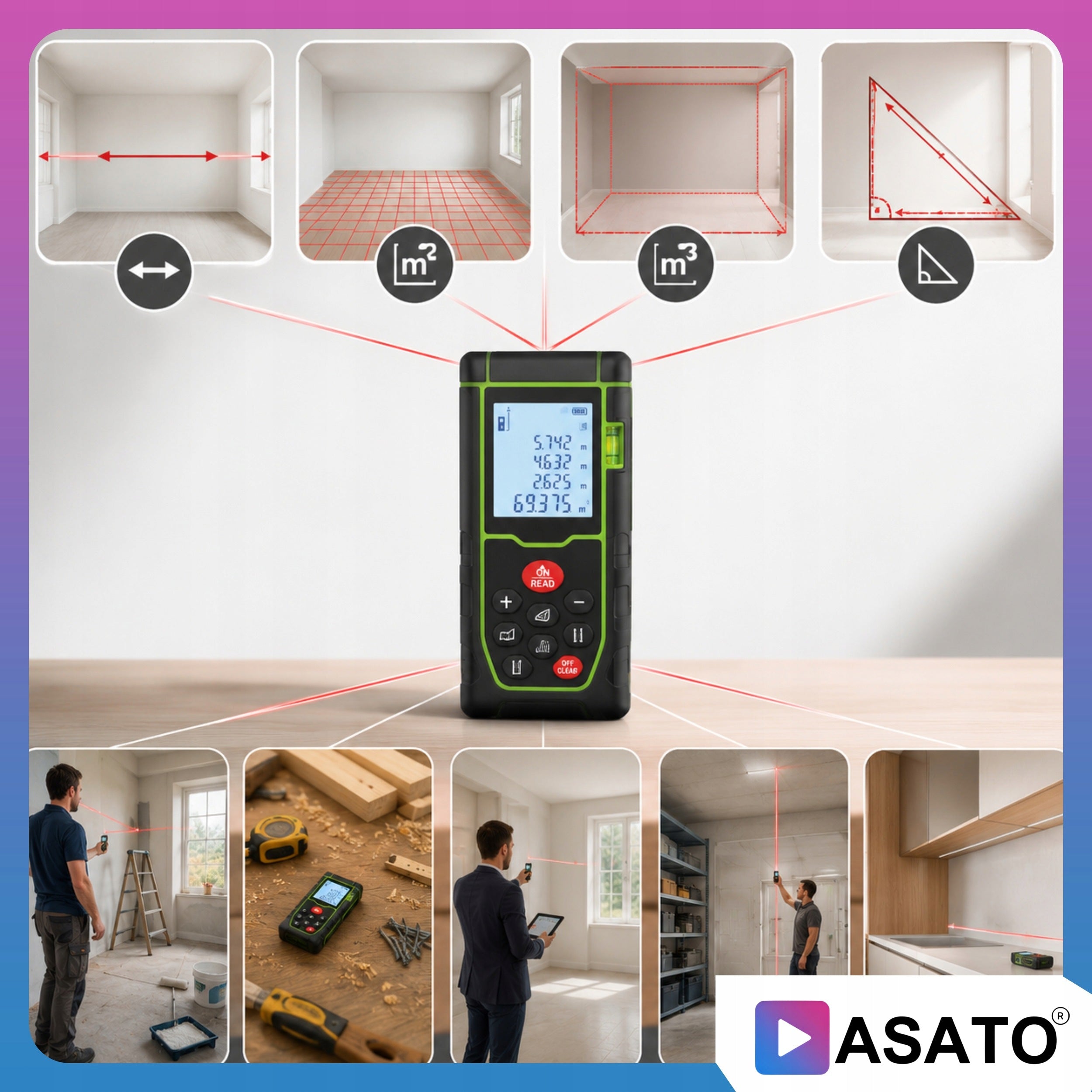 Rangefinder Laser Surface Distance Meter Digital 40m Level Manufacturer code ASATO-LASER40