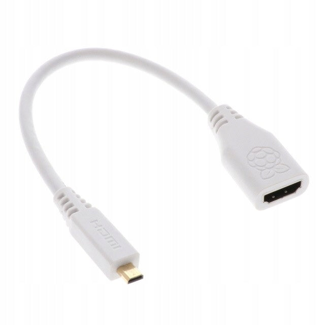 Raspberry Pi Micro-HDMI to HDMI-A (F) Adapter with 235mm Cable, White