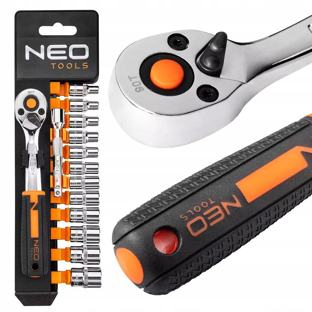 Ratchet 90z 1/4 socket wrench set 14 pcs. with NEO attachments