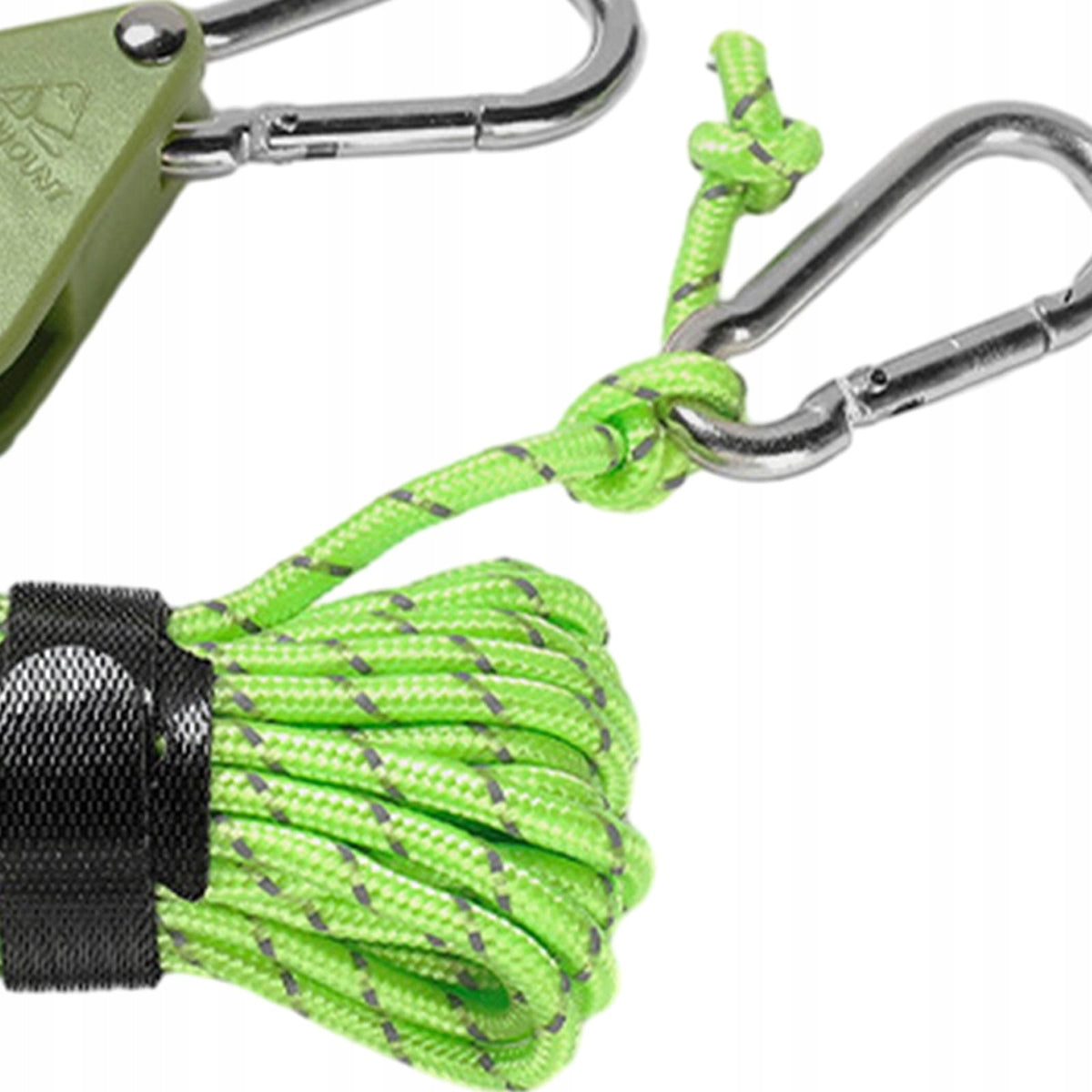 Ratchet Pulley Rope Adjustable Tensioner Tent Guy Line Reflective Green Packaging status original