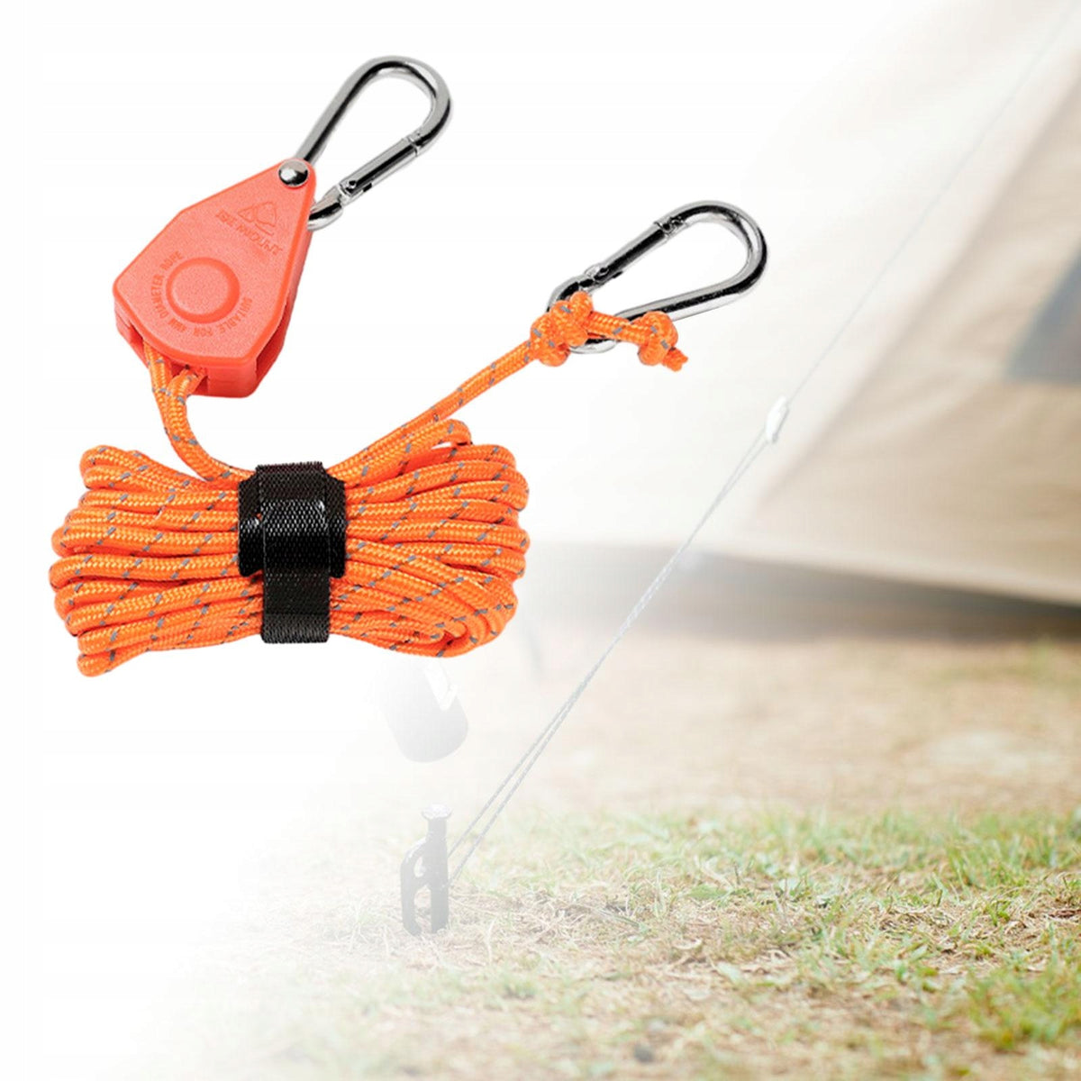 Ratchet Pulley Rope Hanger Bungee Cord 4mm Tent Guy Rope Fast Orange