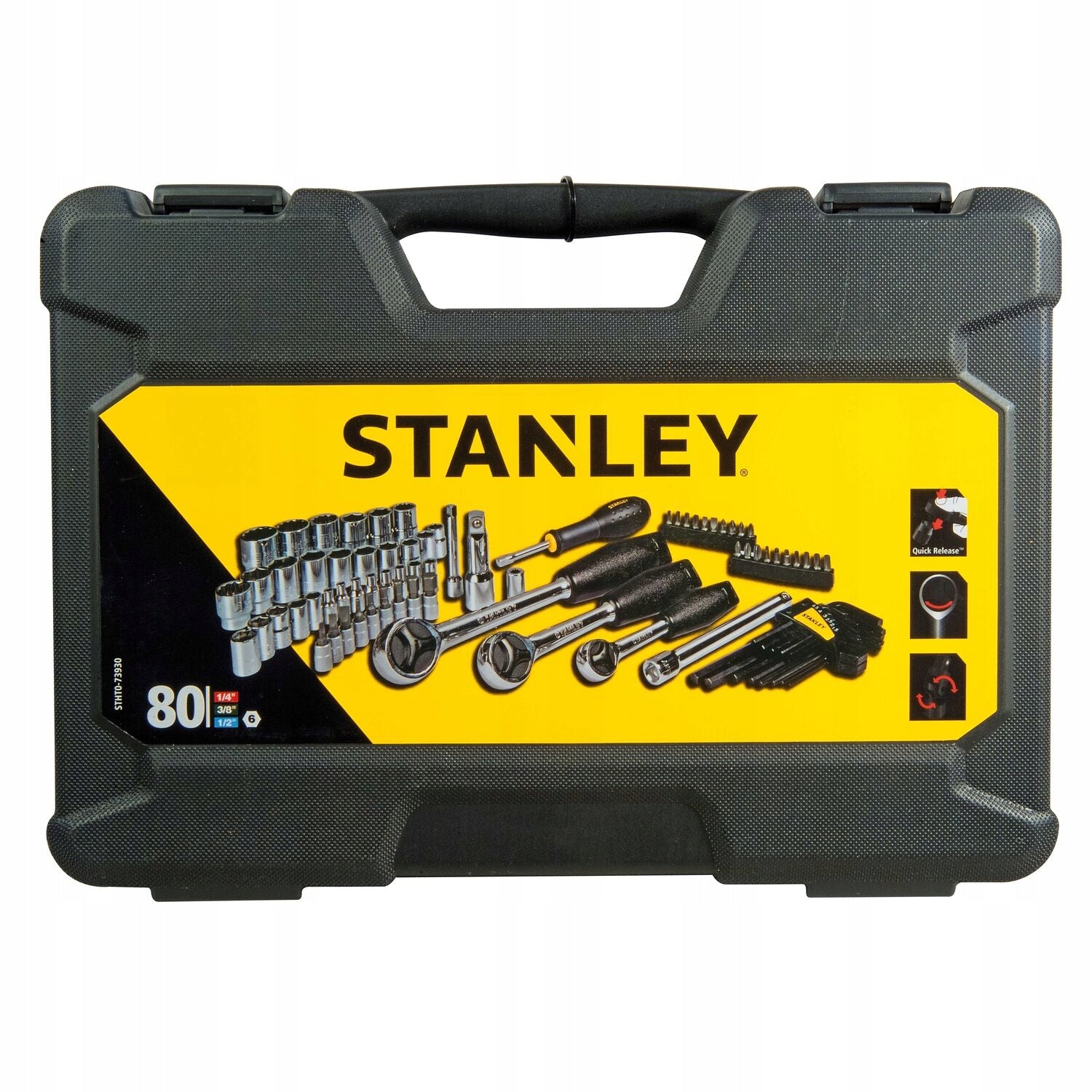 Ratchet socket set STANLEY 80 parts 1/4 3/8 1/2 Brand Stanley