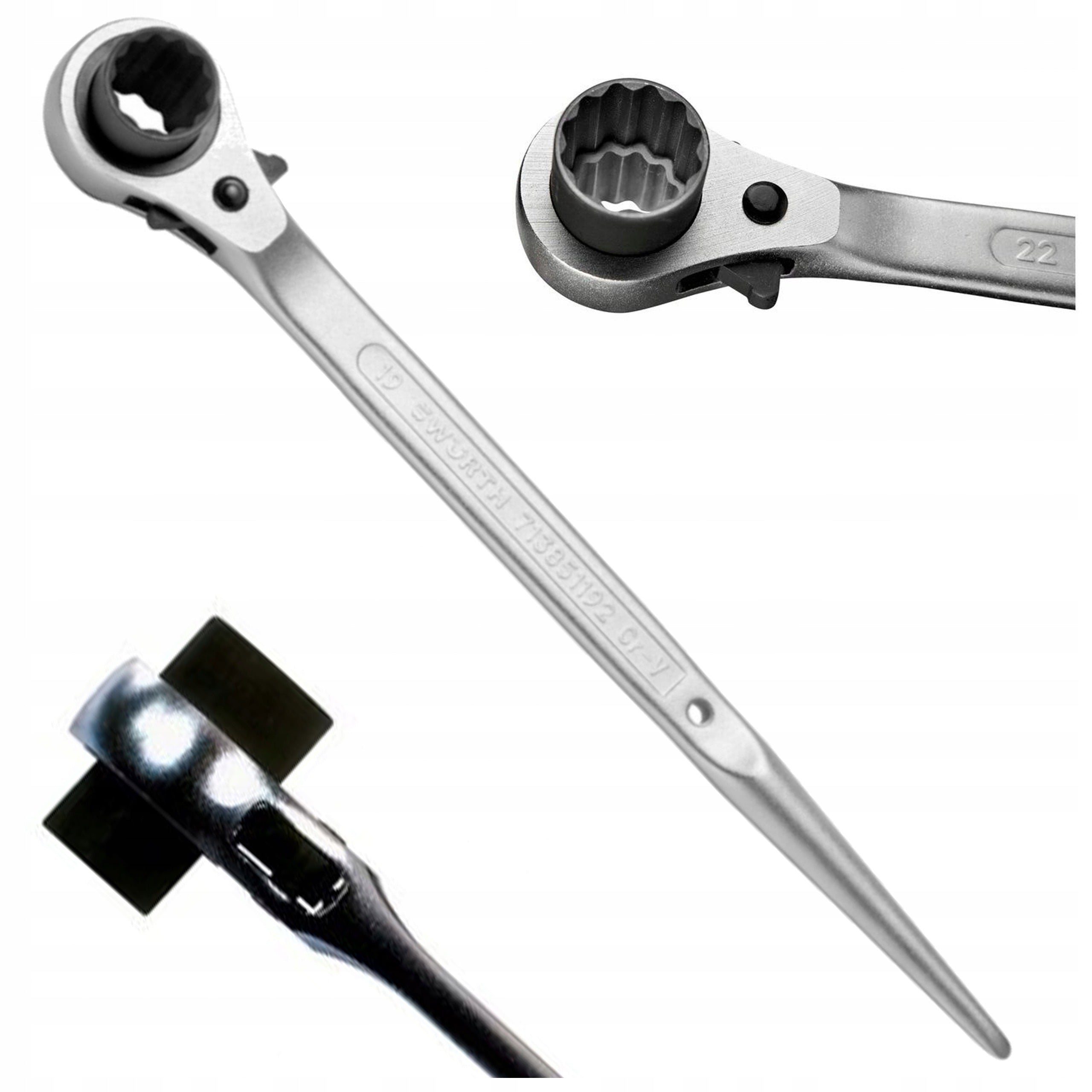Ratchet wrench for scaffolding 19-22 mm Rotation switch right left WURTH Manufacturer code 0713851192