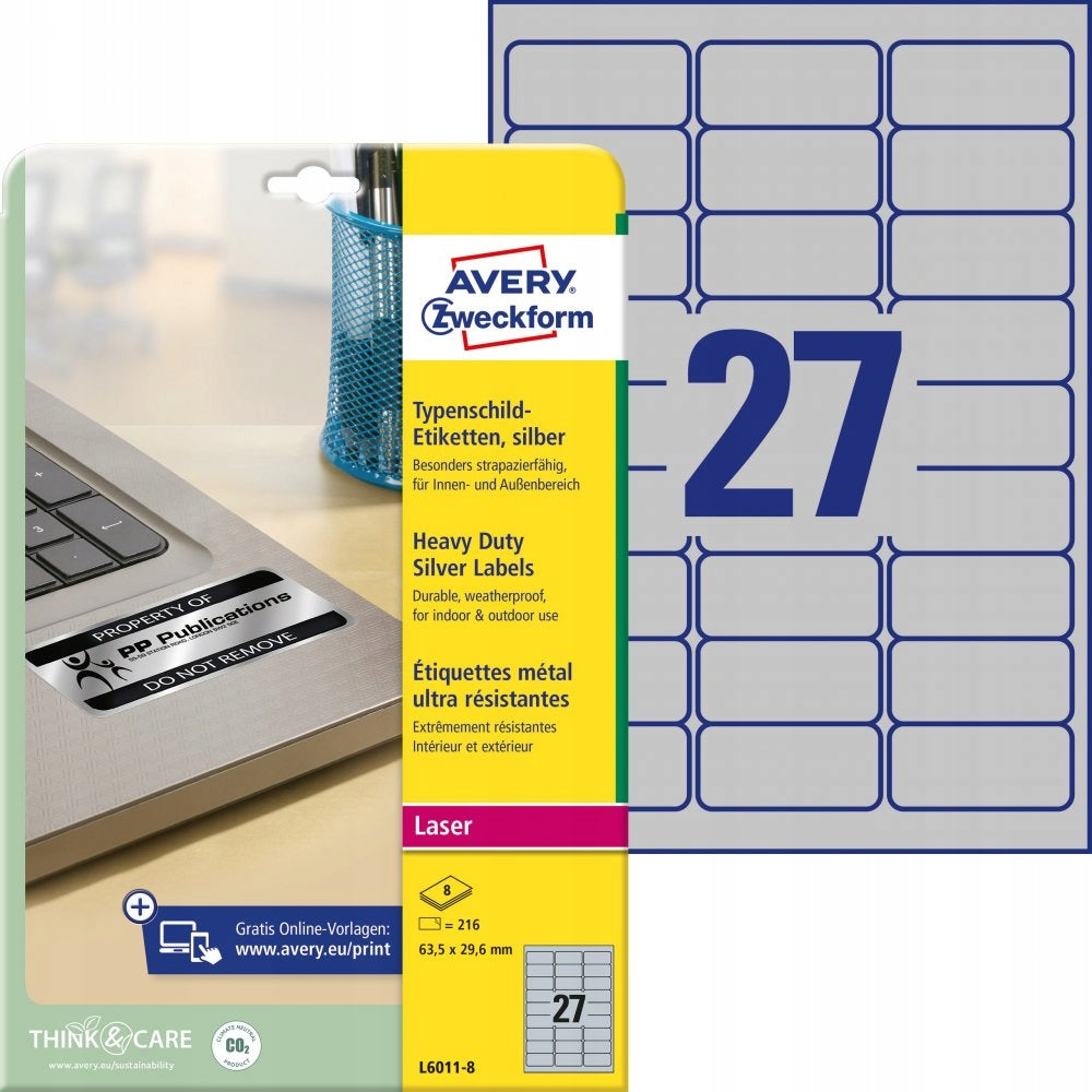 Rated Labels Avery 63.5x29.6mm 8 Sheets