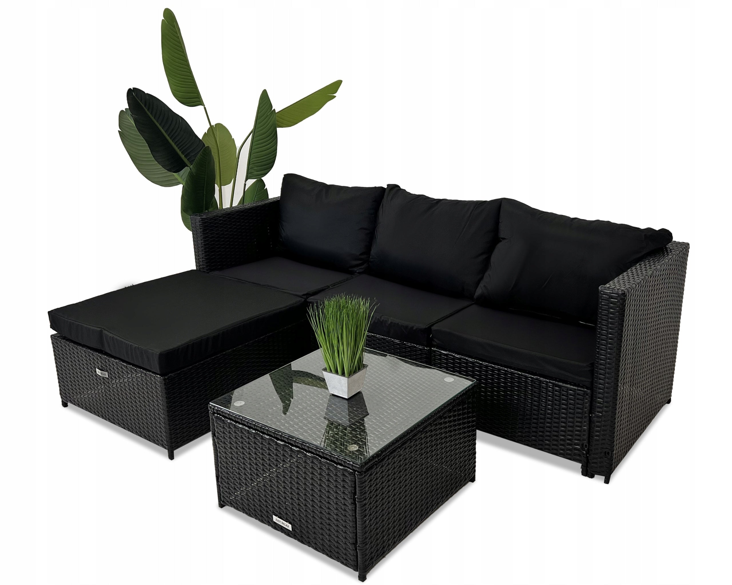 Rattan Garden Furniture Set CORNER UNIVERSAL GRAPHITE BLACK Main material synthetic rattan