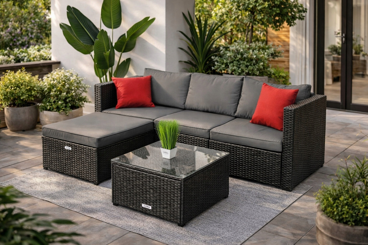 Rattan Garden Furniture Set CORNER UNIVERSAL GRAPHITE BLACK Packaging status original