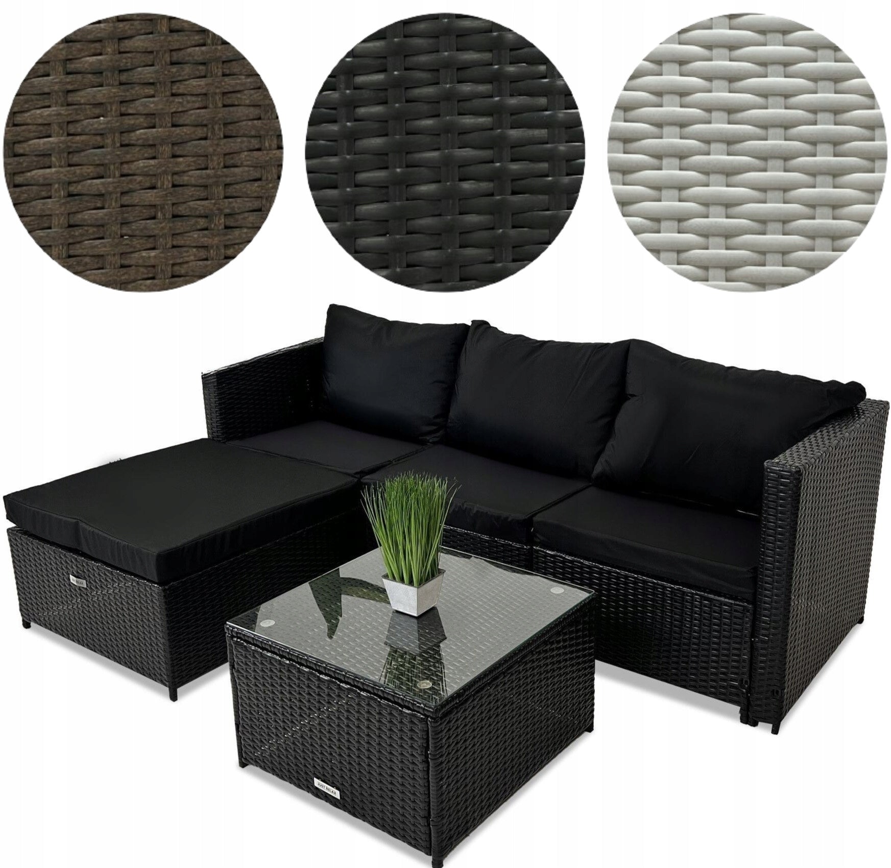 Rattan Garden Furniture Set CORNER UNIVERSAL GRAPHITE BLACK