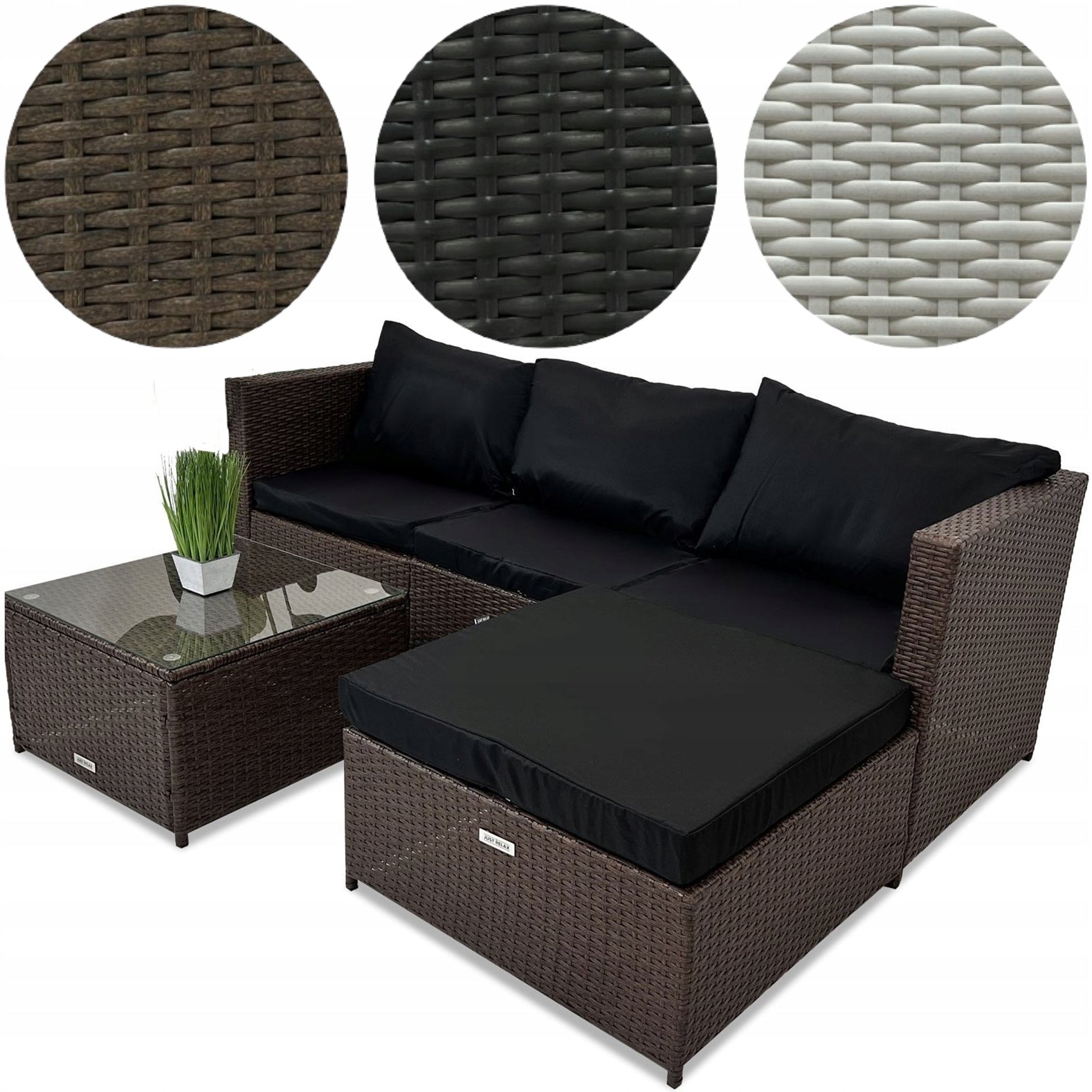 Rattan Garden Furniture Set SOFA CORNER Left/Right BROWN