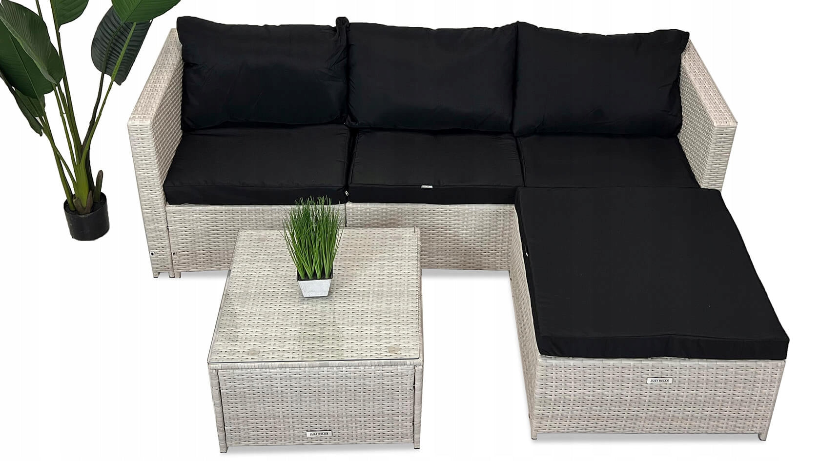 Rattan Garden Furniture Set SOFA CORNER UNIVERSAL Left/Right WHITE Line Lounge 3