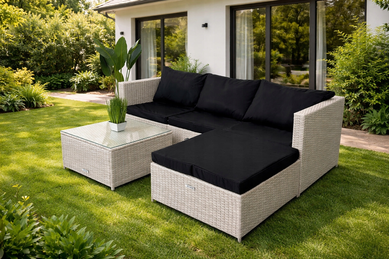 Rattan Garden Furniture Set SOFA CORNER UNIVERSAL Left/Right WHITE Packaging status original