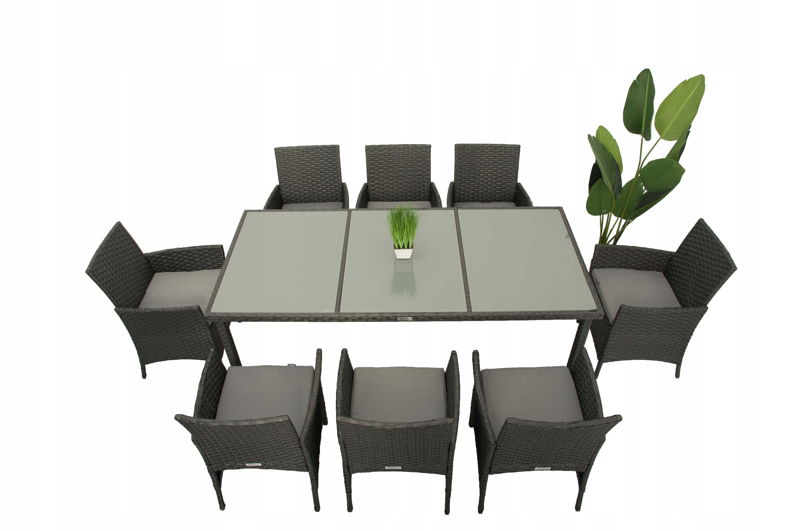 Rattan Garden Furniture Set TABLE 190x90 Chairs Chair x8 Graphite Number of people 8