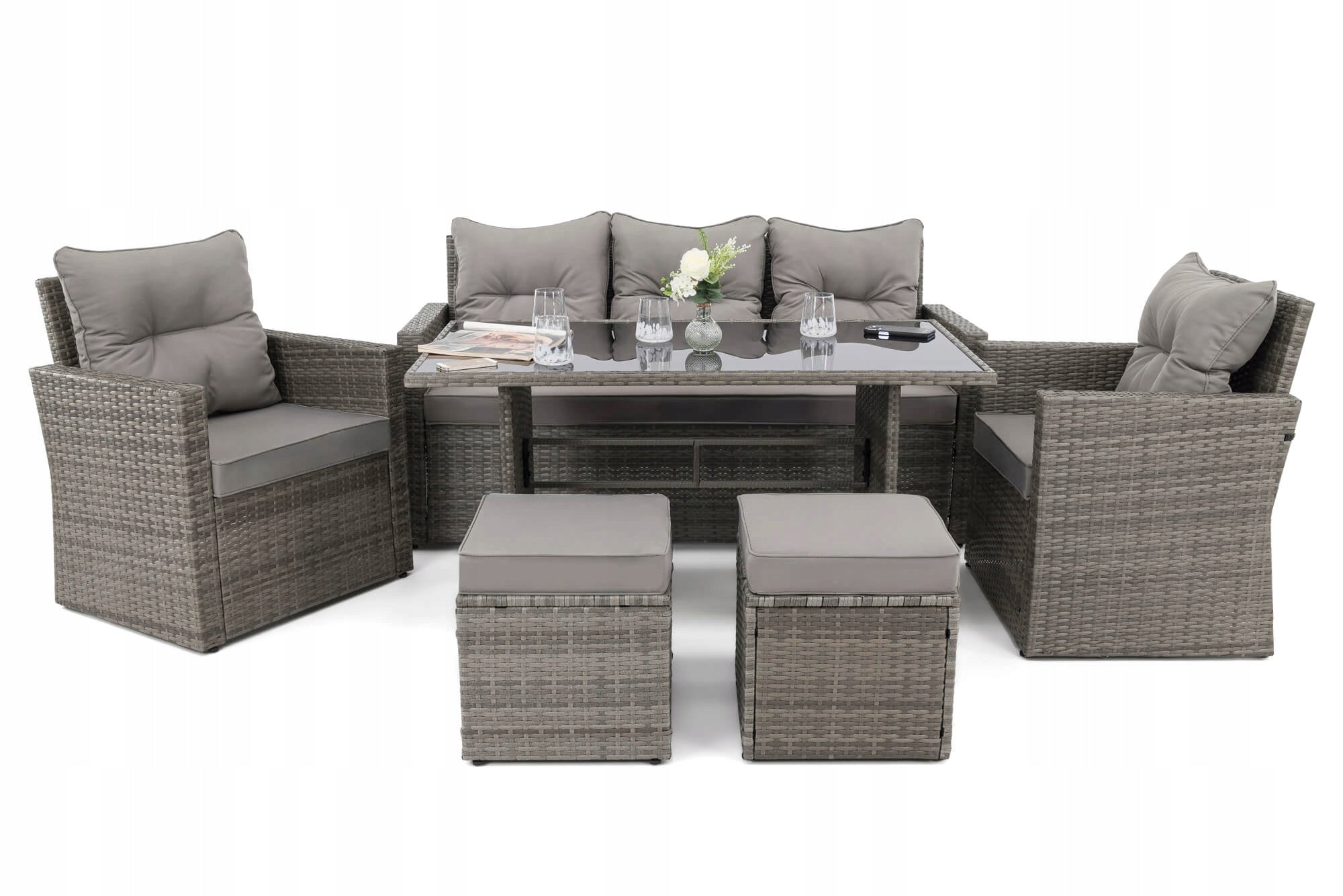 Rattan Garden Set MONACO Grey Cushions Dark Grey Manufacturer EMWOmeble