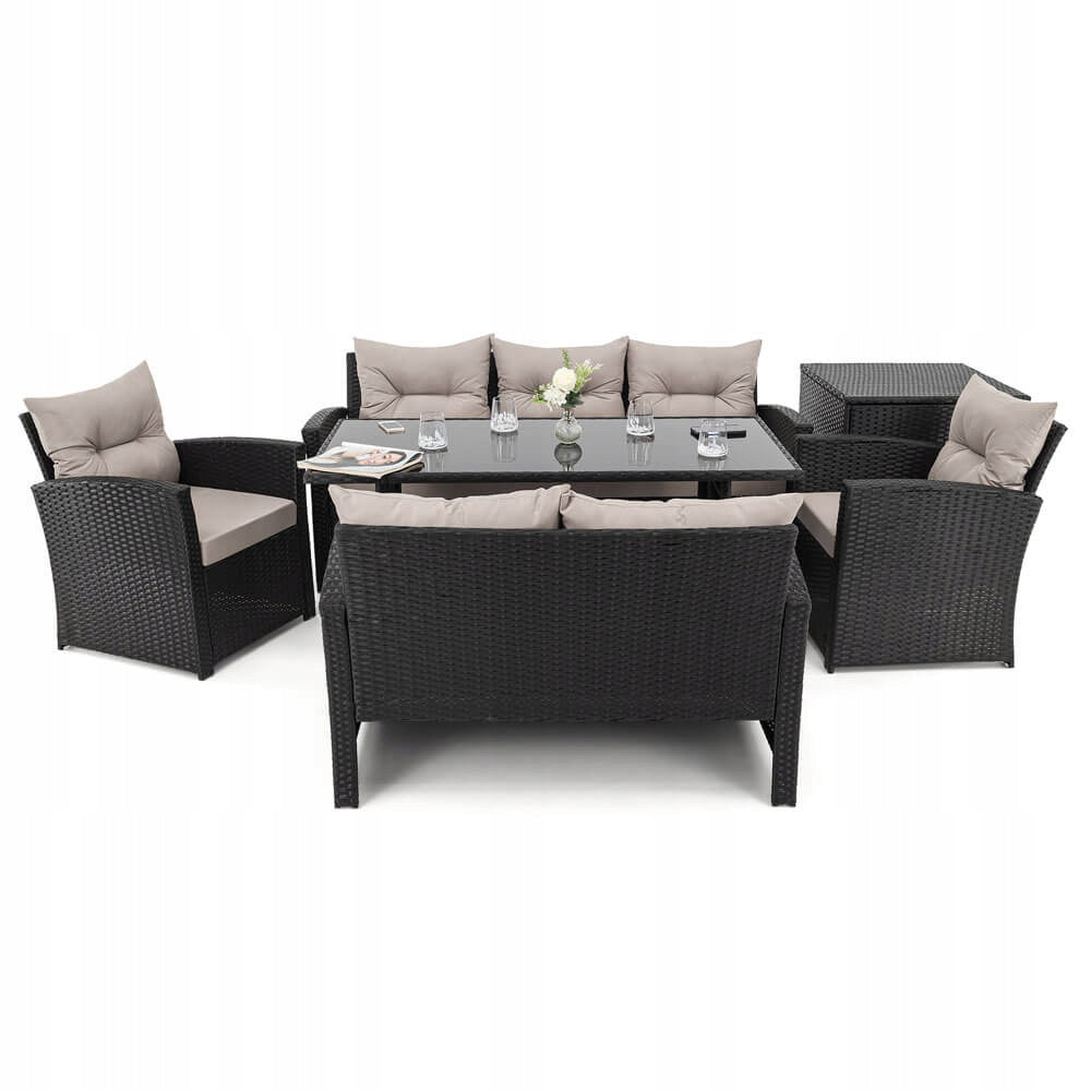 Rattan garden set MARSEILLE BIG black cushions grey 03 Manufacturer EMWOmeble
