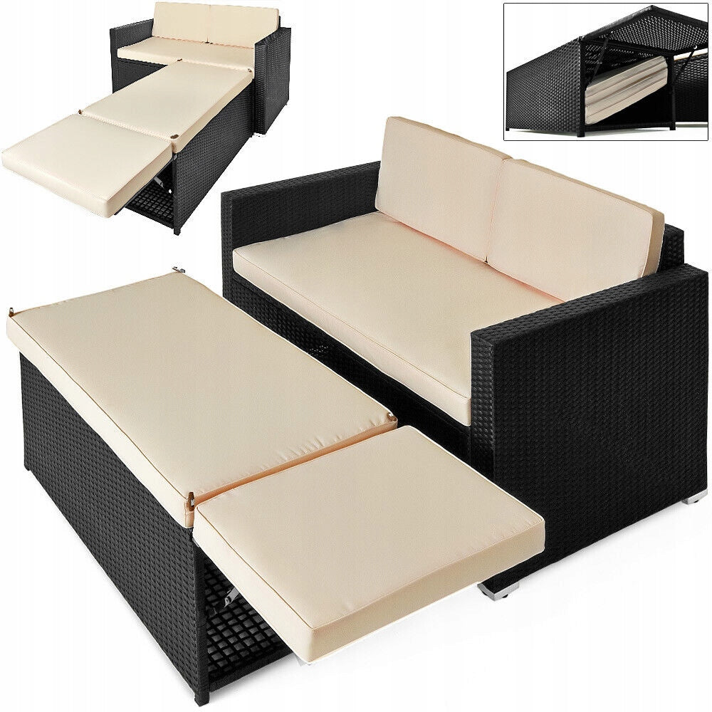 Rattan sofa for garden footrest bench cushion + Packaging status original
