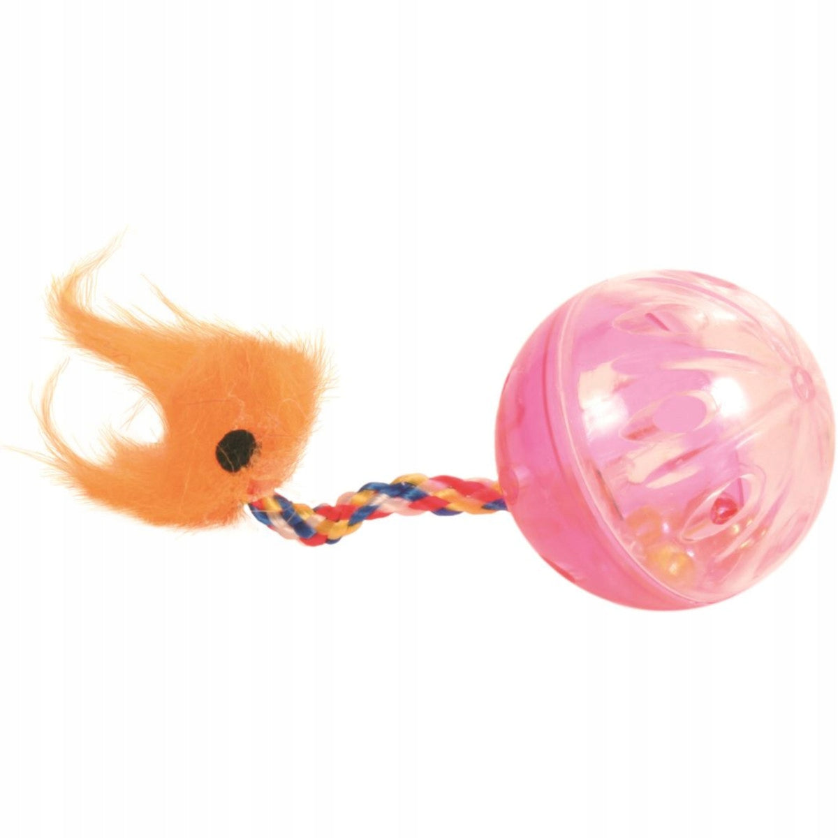 Rattling ball with tail