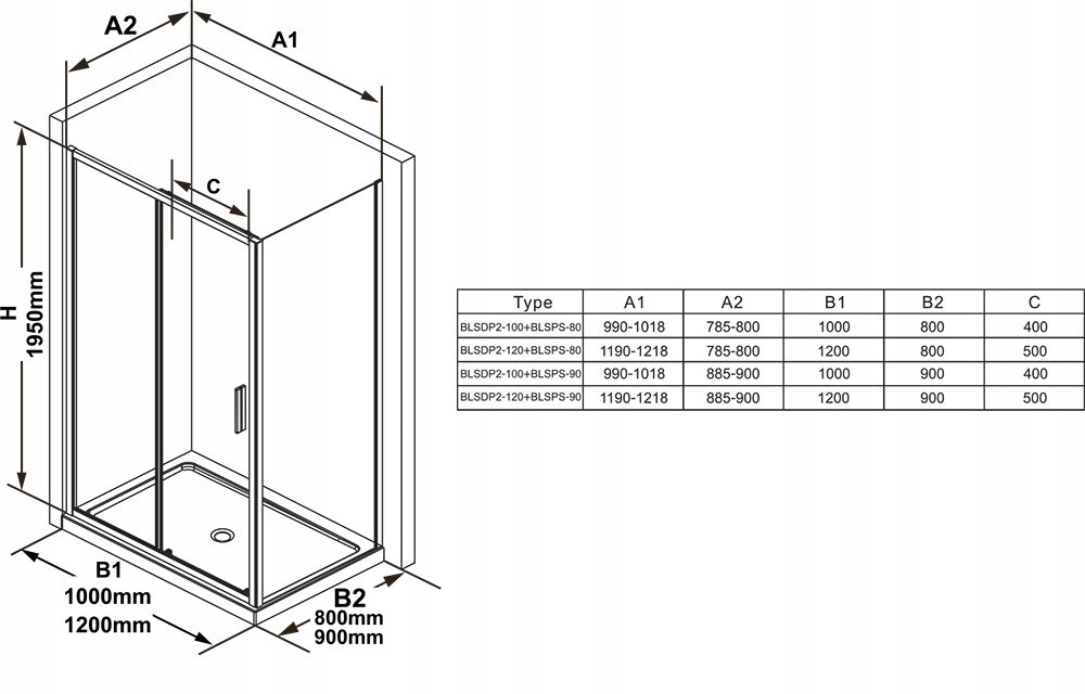 Stationäre Wand Blix Slim BLSPS 80, 90 cm, Ravak, Maße: 90 cm Glas: Glas Transparent, Maße: 90 cm Glas: Glas Transparent 