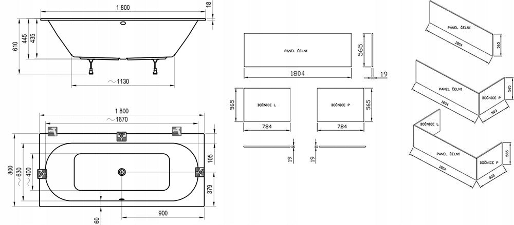 Badewanne Ravak City Slim, 180x80 