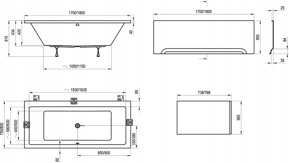 Badewanne Formy 01, 180x80 